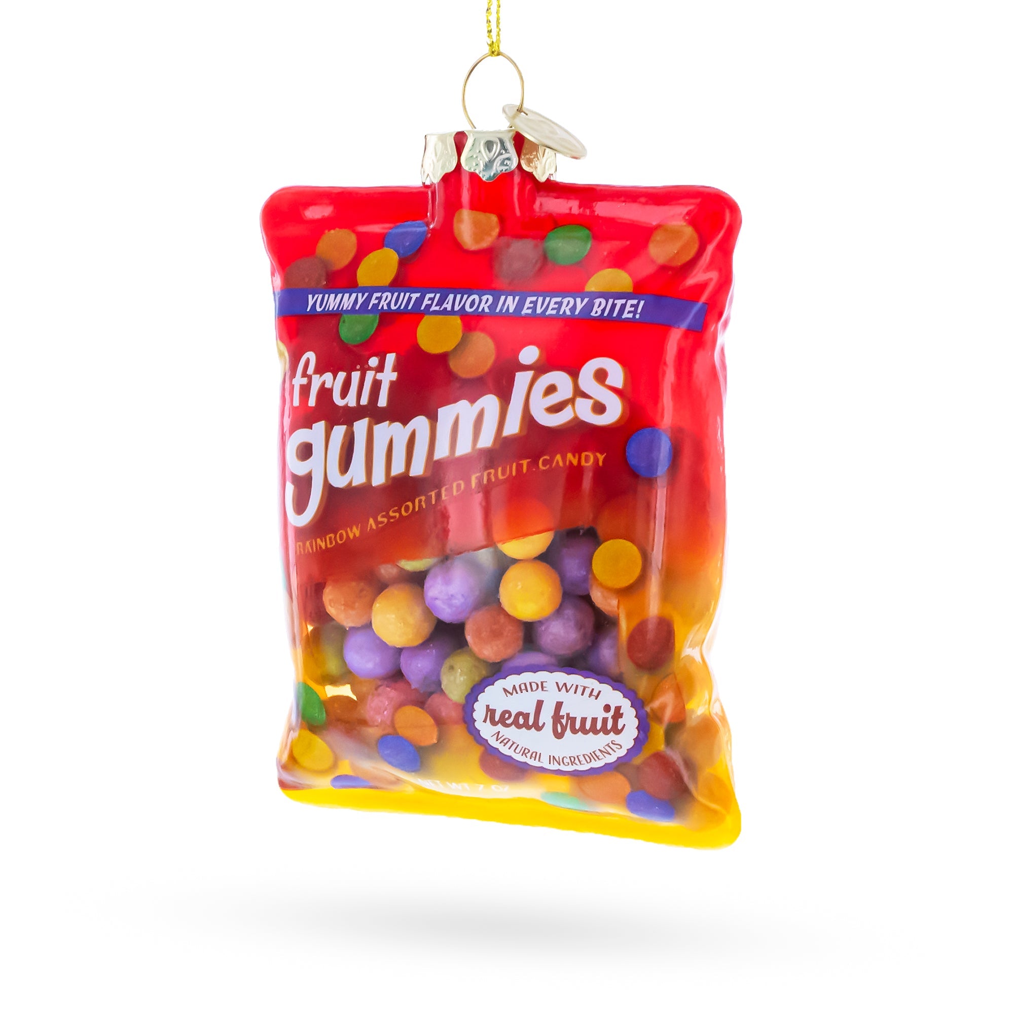 Fruit Gummies Bag with Multicolor Candy Glass Christmas Ornament