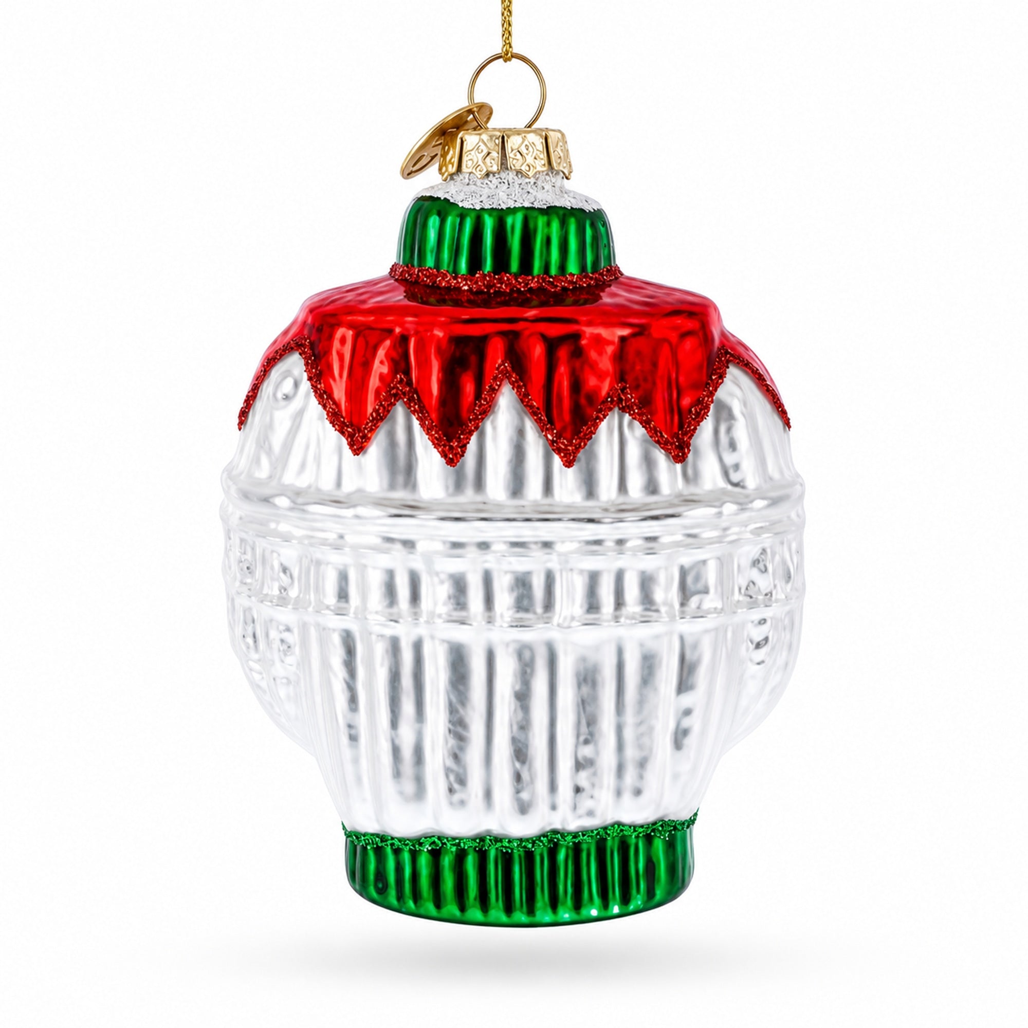 Ugly Christmas Sweater with Multicolor Light Glass Christmas Ornament