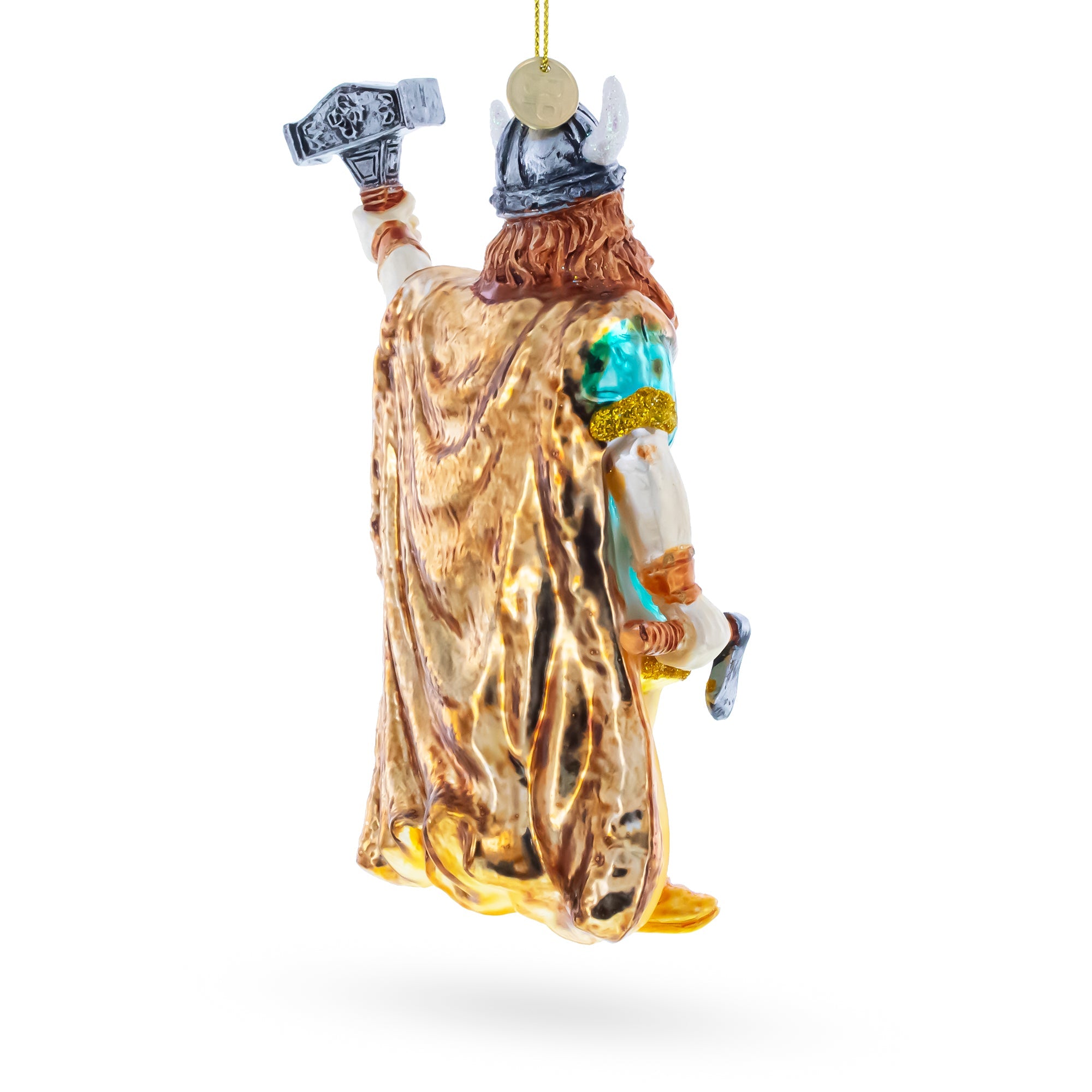 Viking Warrior with Horned Helmet Glass Christmas Ornament