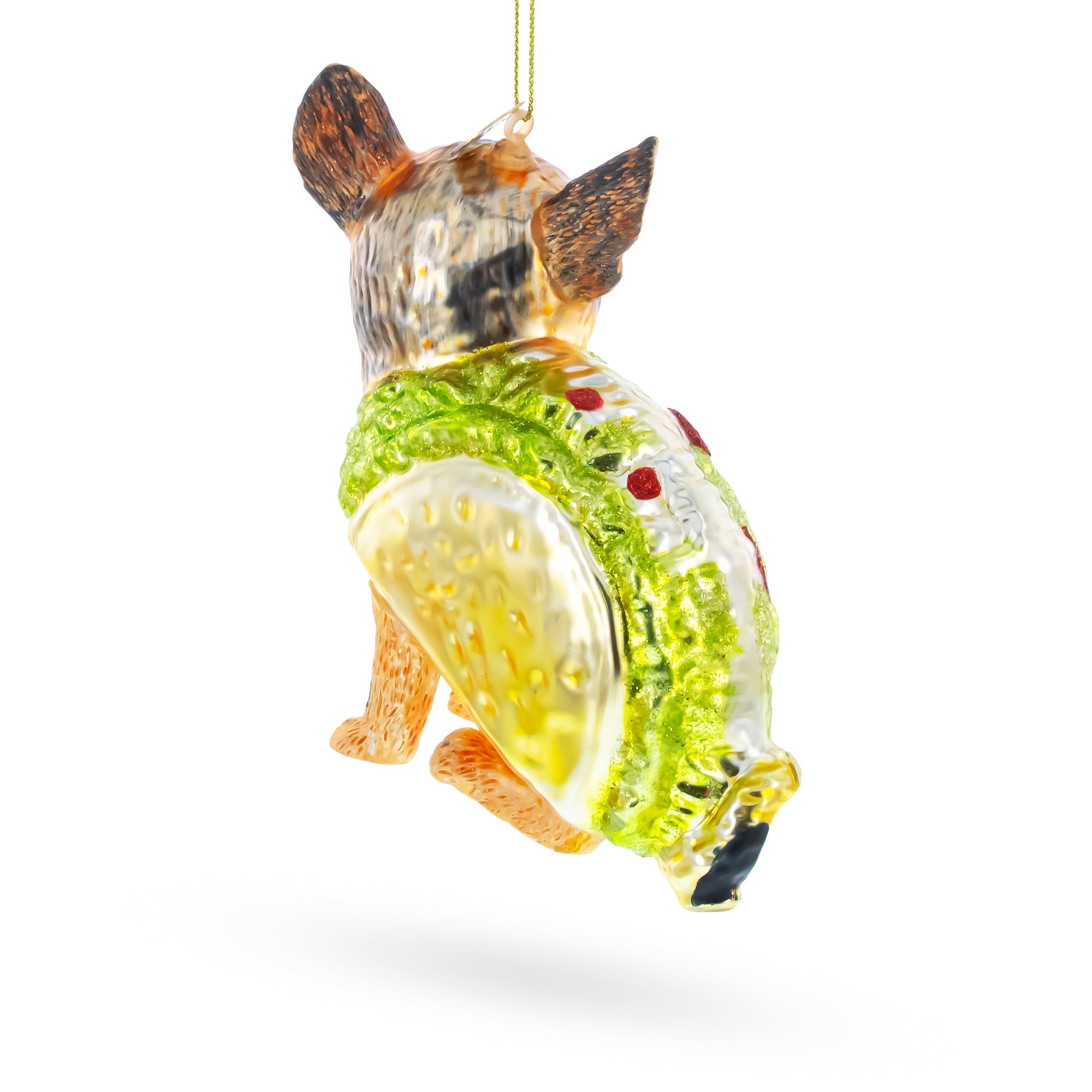 Taco Dog Chihuahua Glass Christmas Ornament