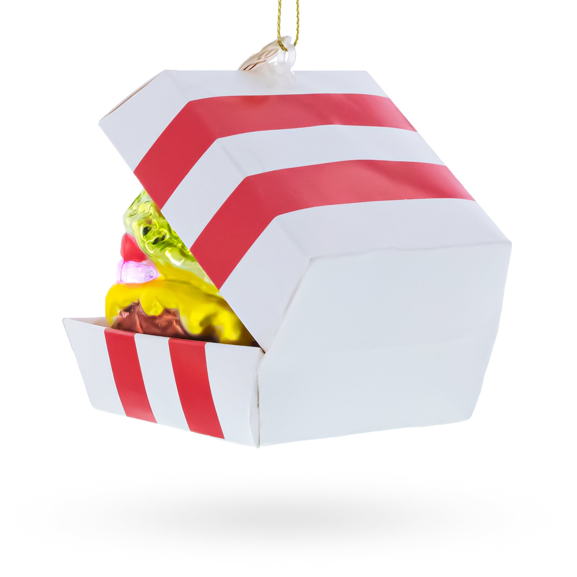 Juicy Cheeseburger with Lettuce and Tomato Glass Christmas Ornament