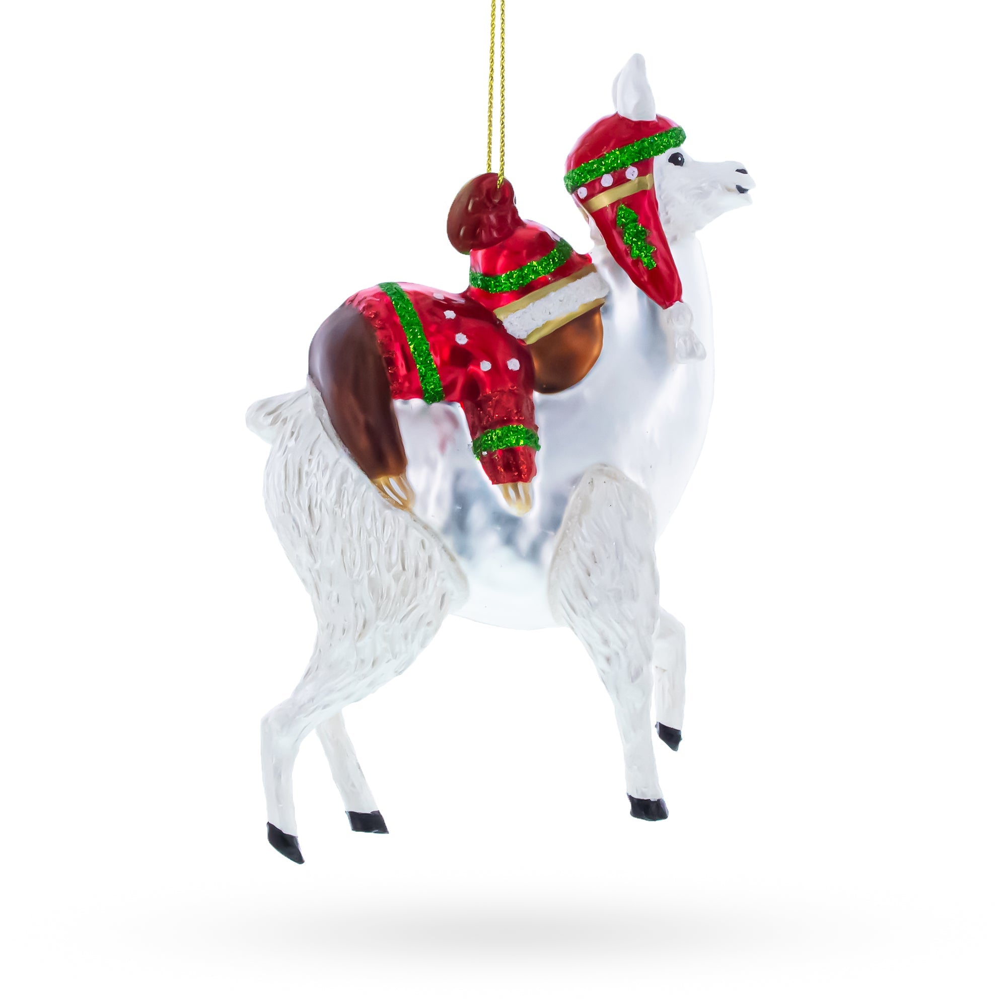 Llama and Sloth Companion Glass Christmas Ornament