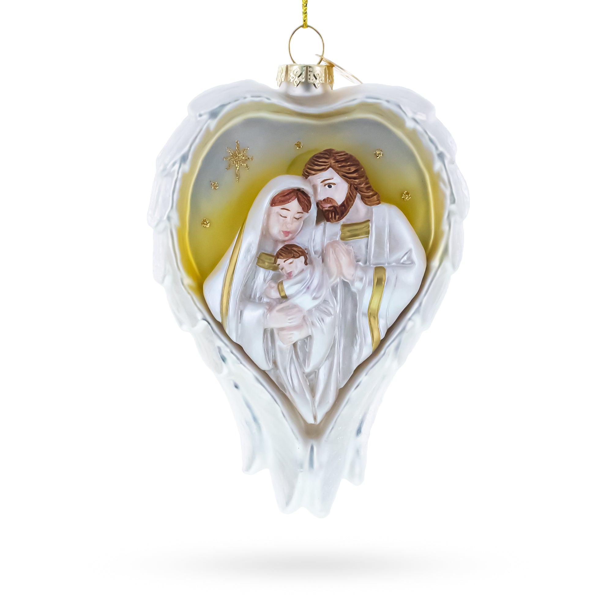 Sacred Holy Family Nativity Glass Christmas Ornament