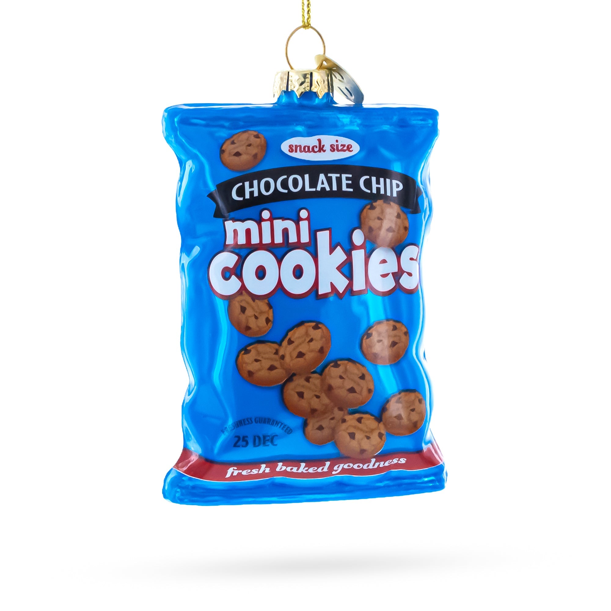 Chocolate Chip Cookies Bag Glass Christmas Ornament