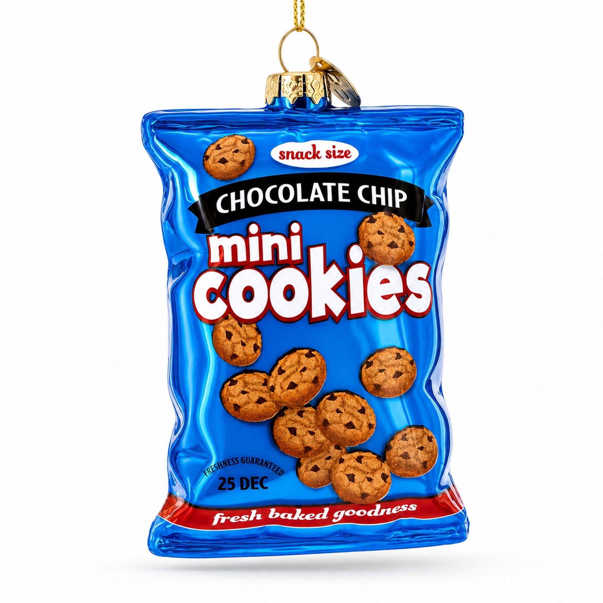 Chocolate Chip Cookies Bag Glass Christmas Ornament