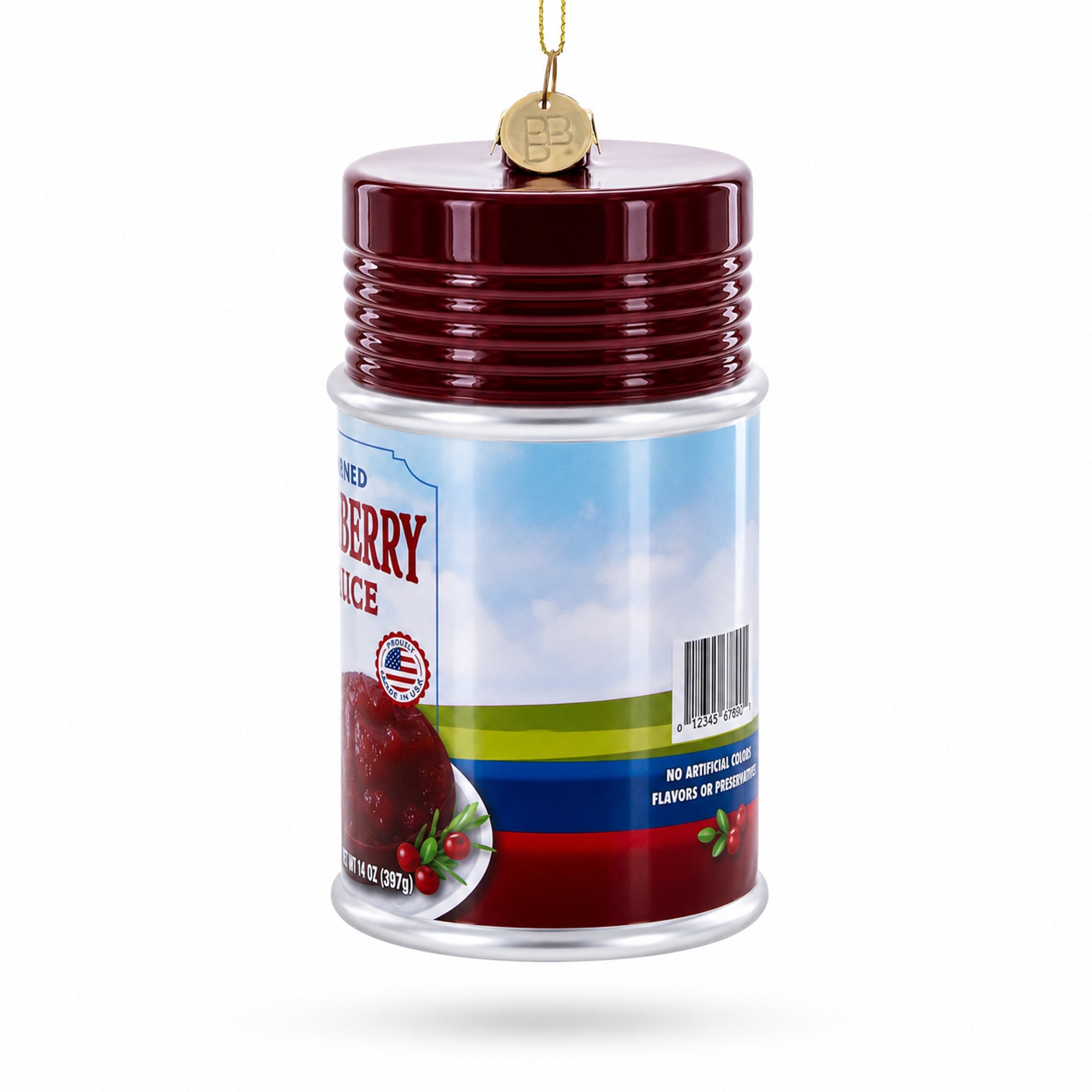 Jellied Cranberry Sauce Can Glass Christmas Ornament