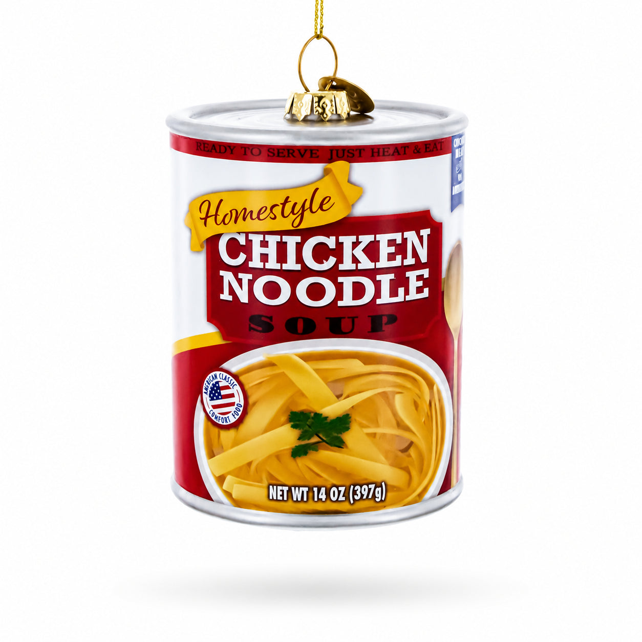 Chicken Noodle Soup Can Glass Christmas Ornament