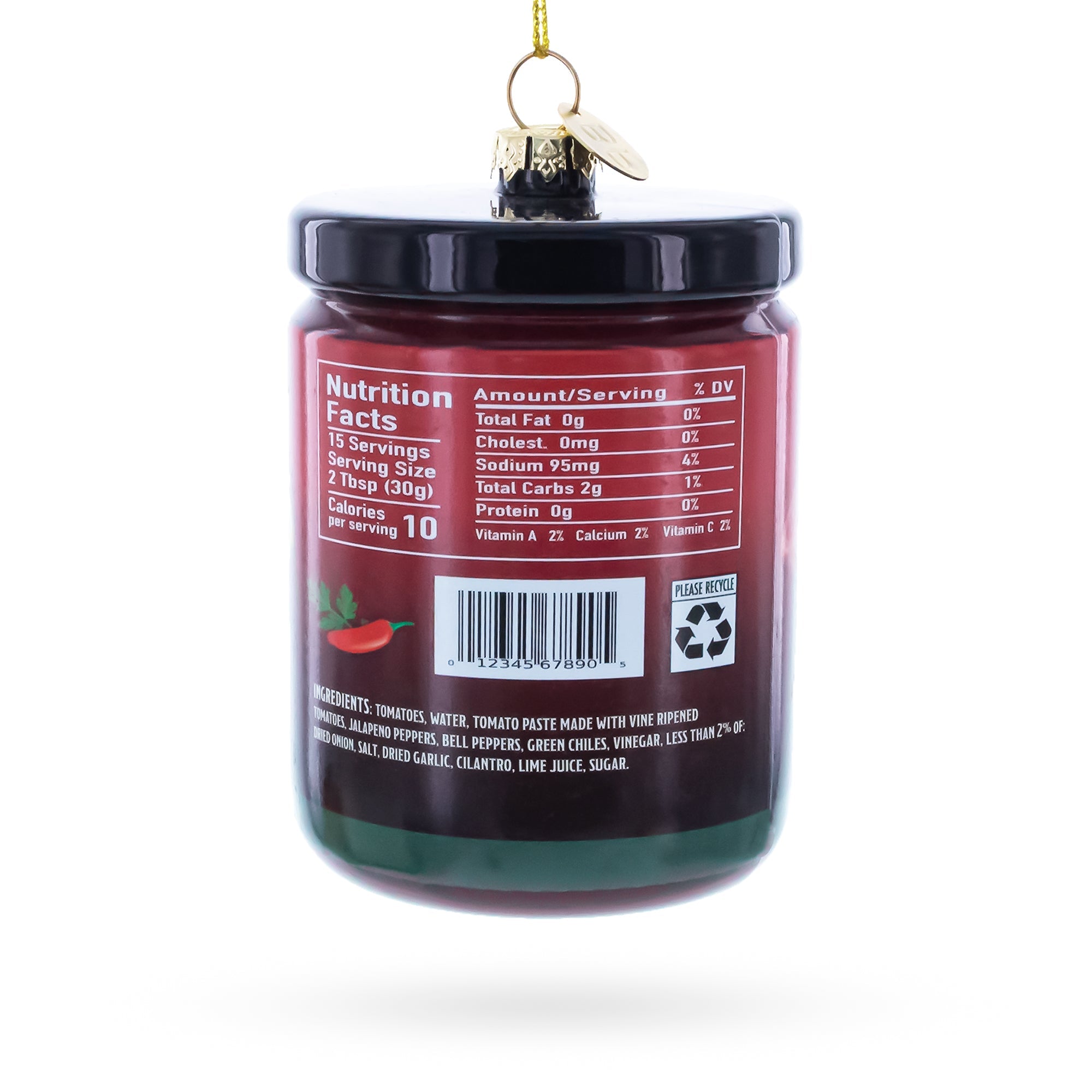 Fresh Salsa Jar Glass Christmas Ornament