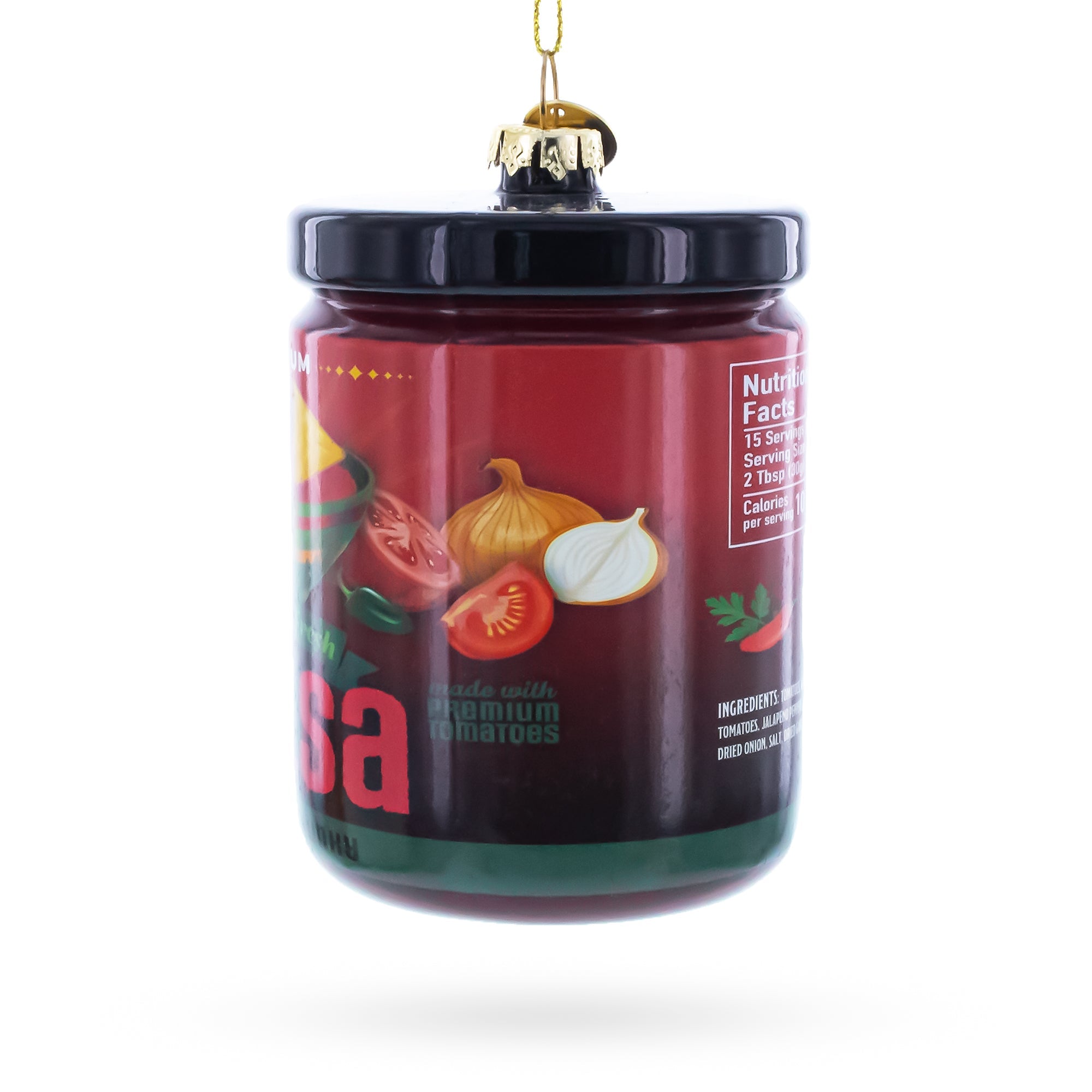 Fresh Salsa Jar Glass Christmas Ornament