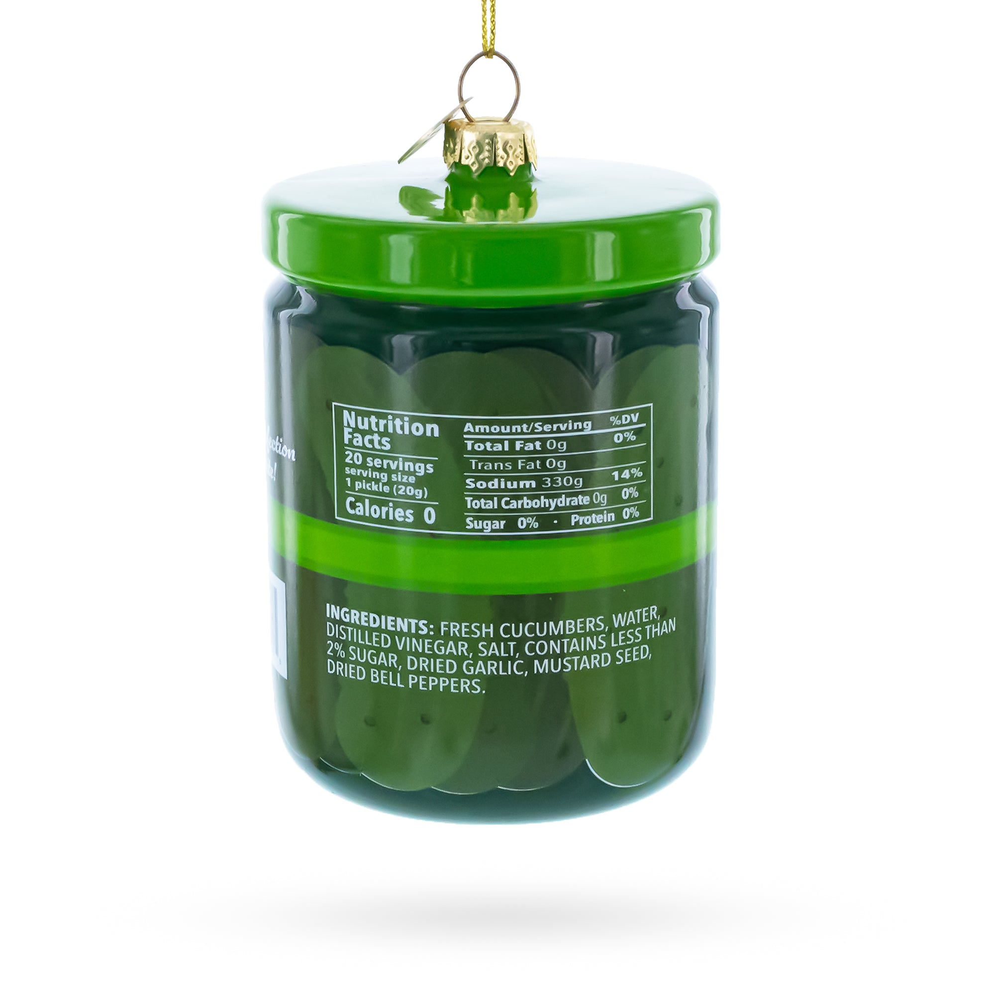 Kosher Dill Pickles Jar Glass Christmas Ornament