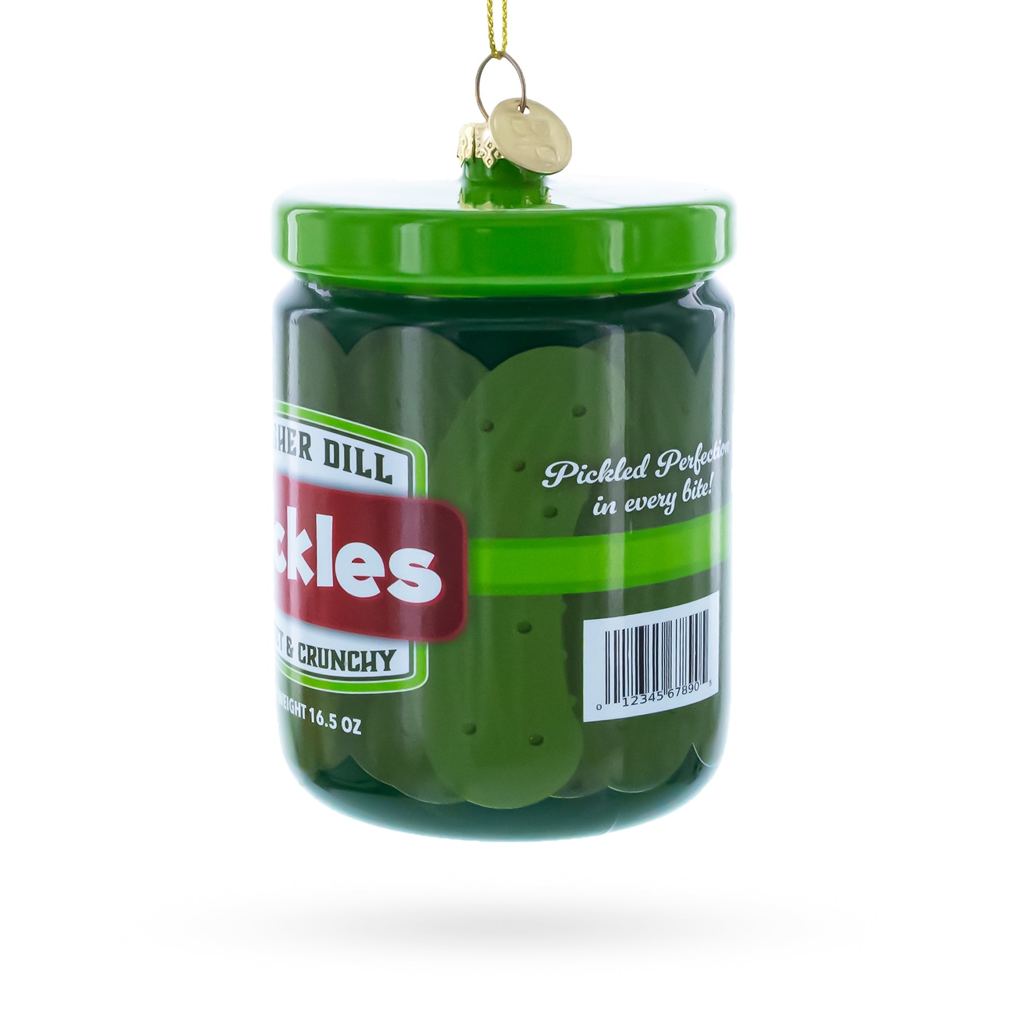 Kosher Dill Pickles Jar Glass Christmas Ornament