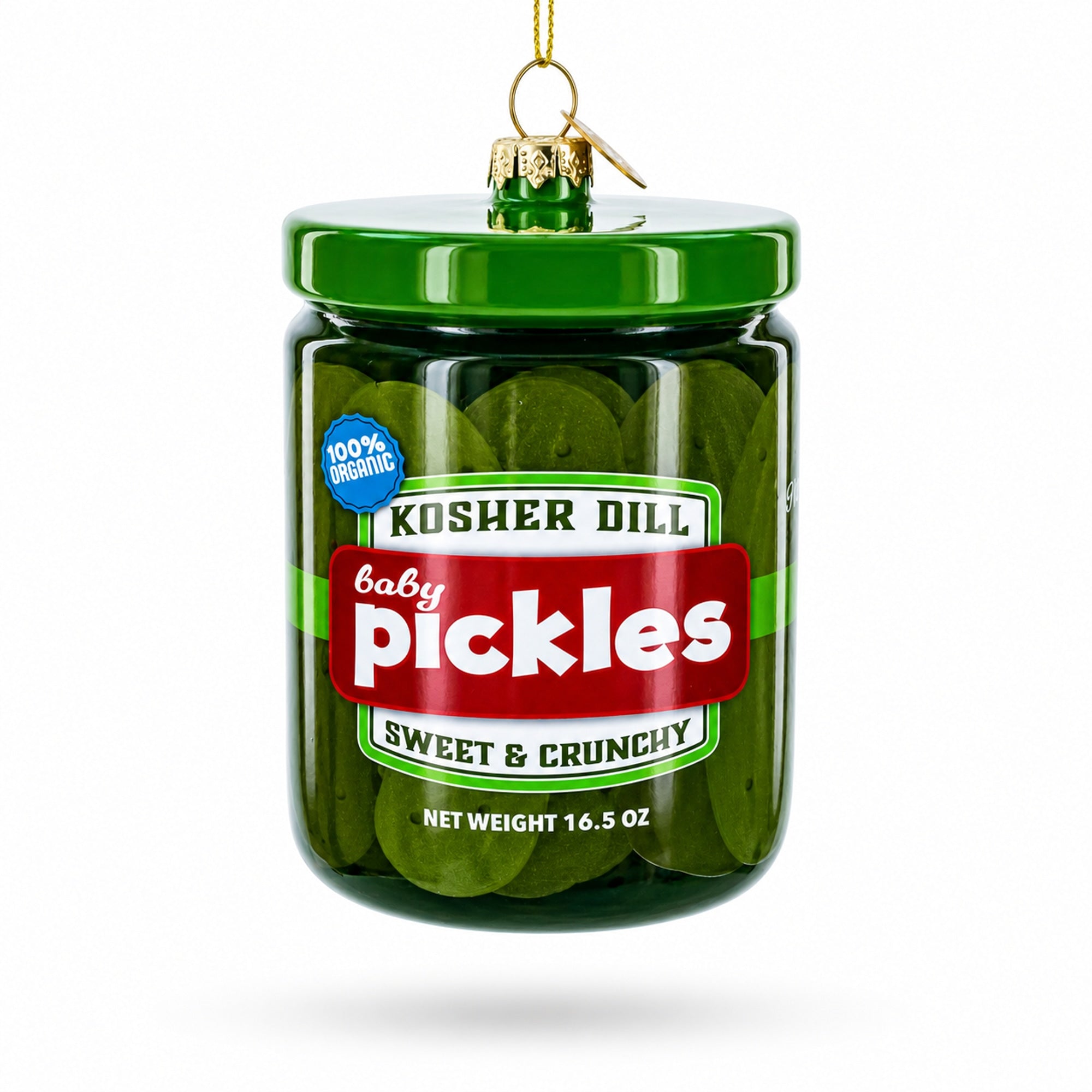 Kosher Dill Pickles Jar Glass Christmas Ornament