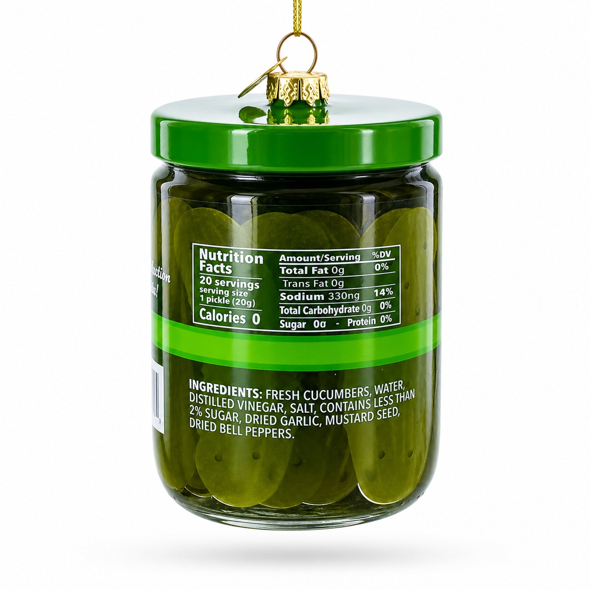 Kosher Dill Pickles Jar Glass Christmas Ornament