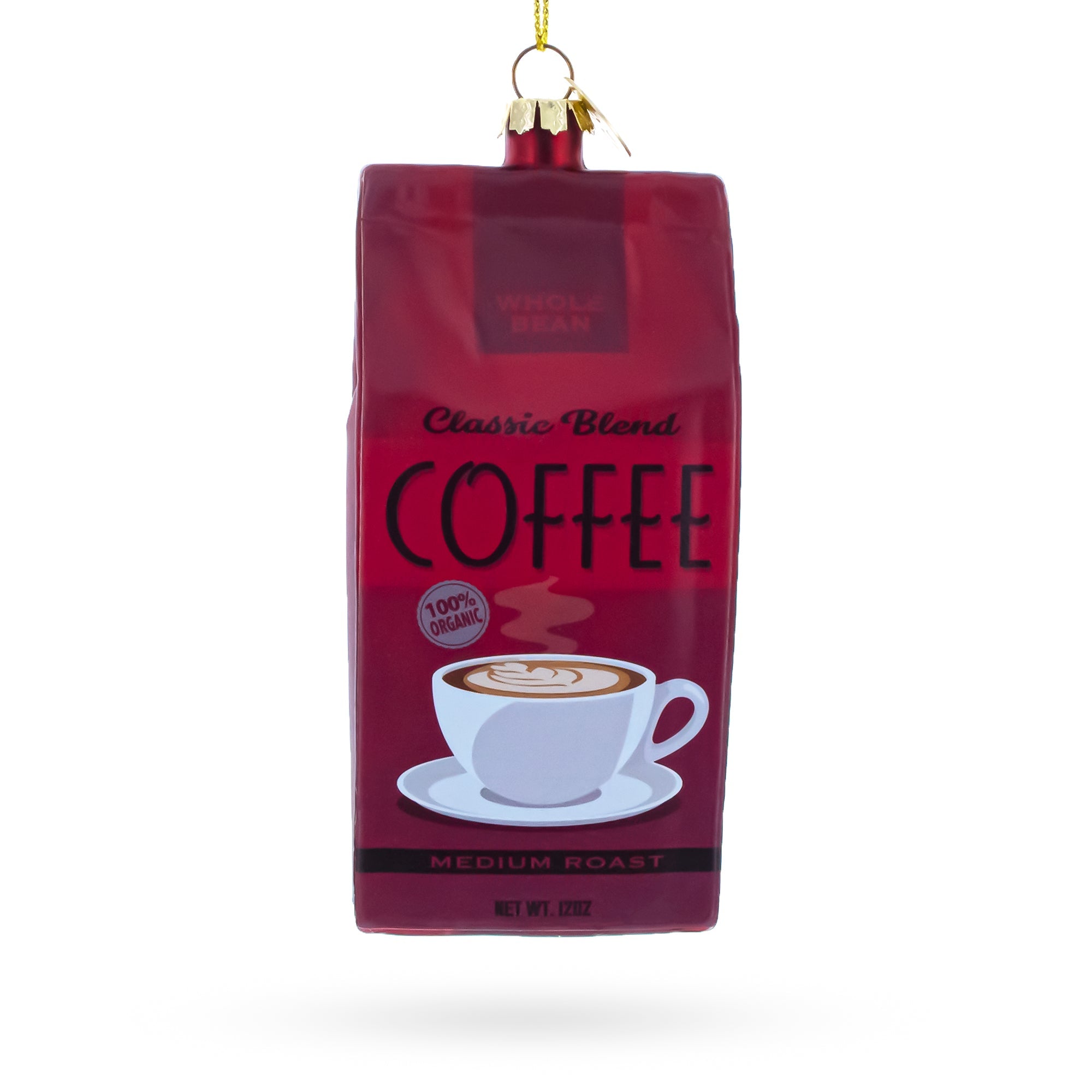 Organic Coffee Bag Glass Christmas Ornament