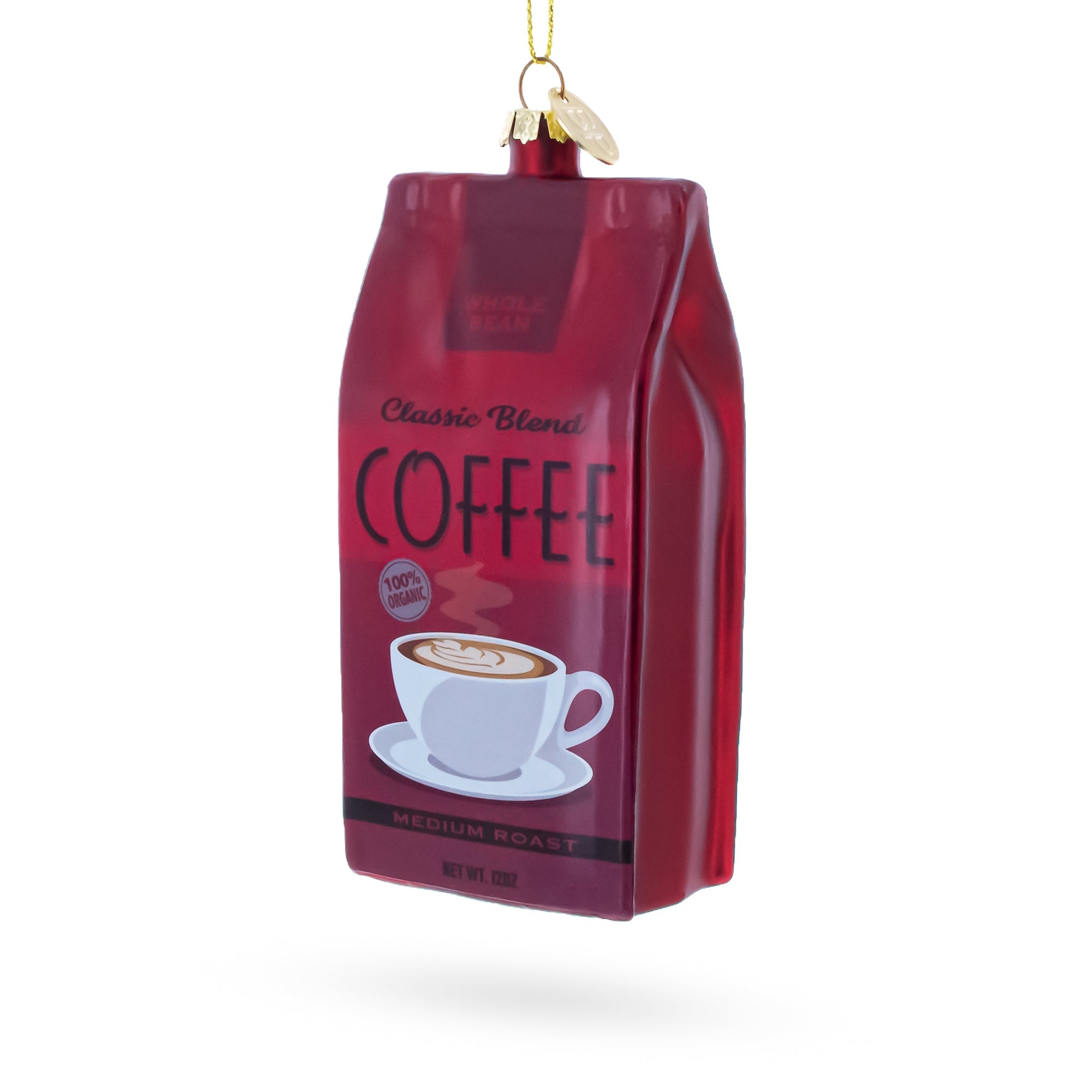 Organic Coffee Bag Glass Christmas Ornament