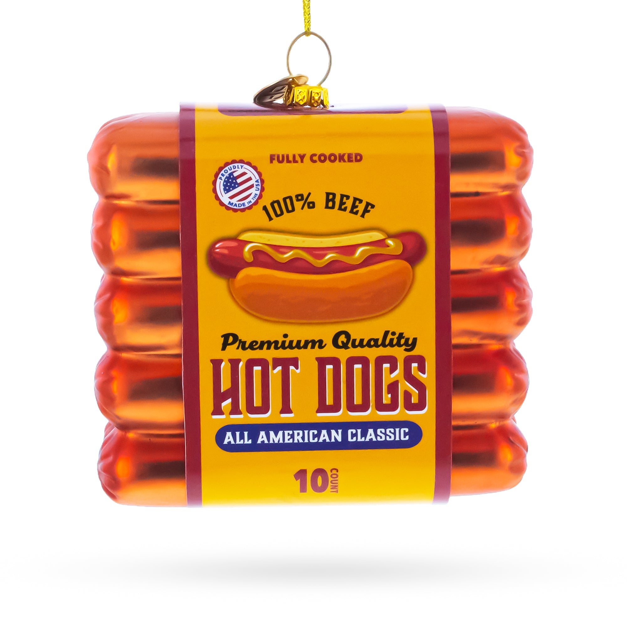 Premium Hot Dogs Pack Glass Christmas Ornament