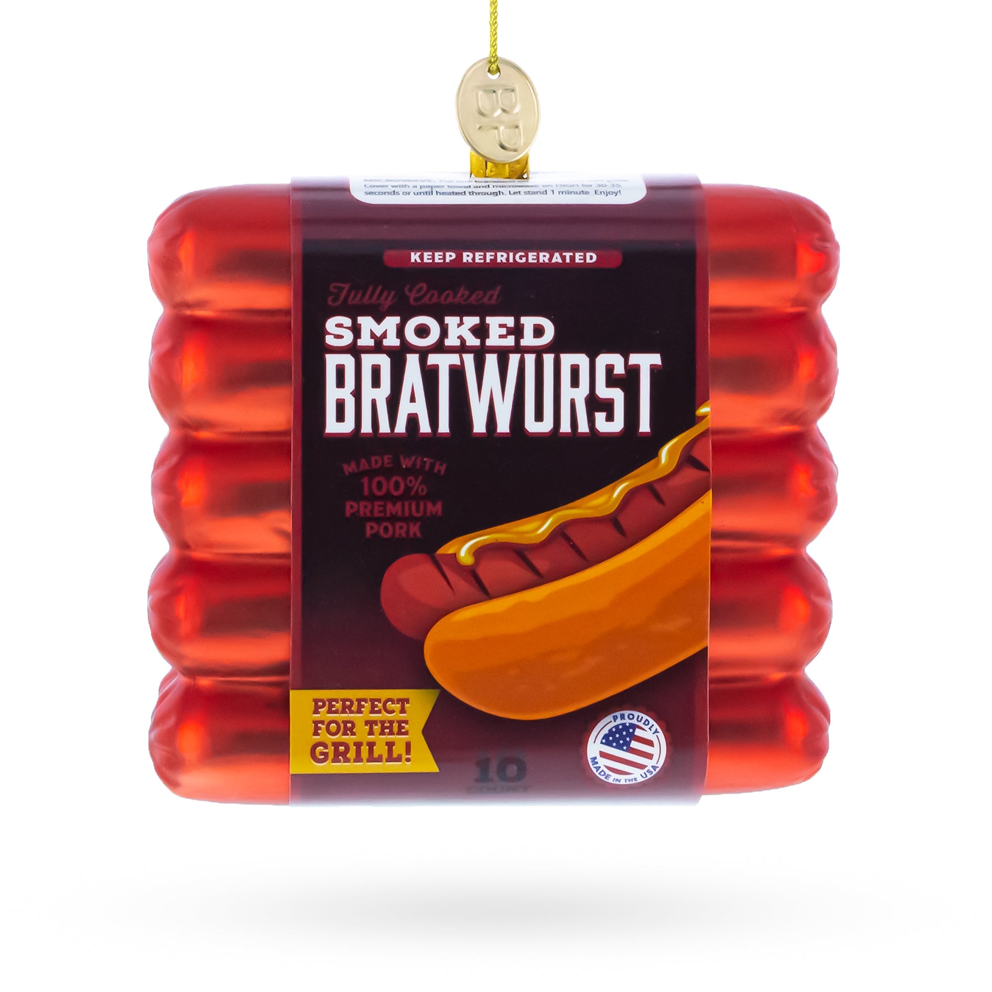 Smoked Bratwurst Box Glass Christmas Ornament