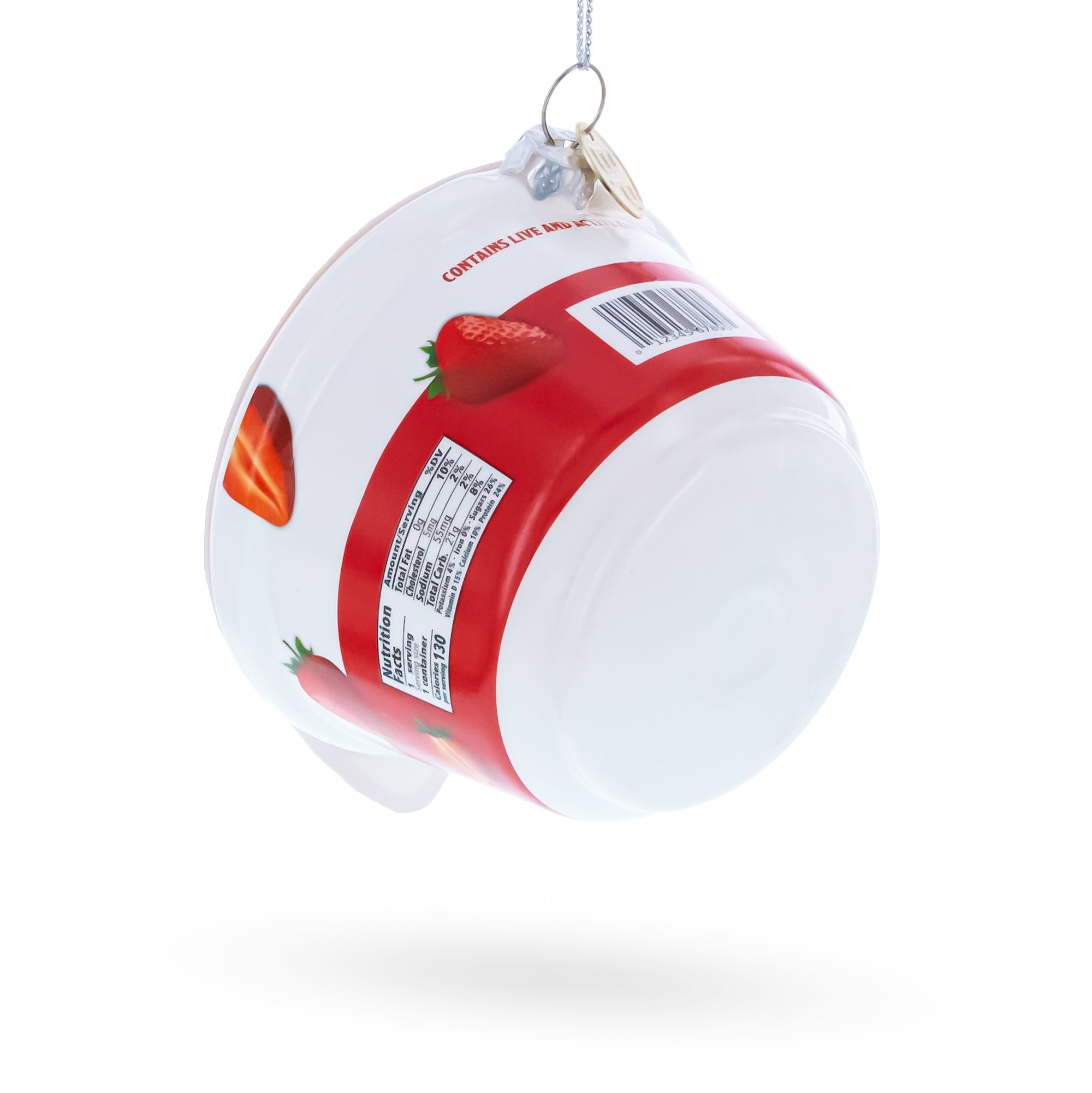 Strawberry Yogurt Glass Christmas Ornament