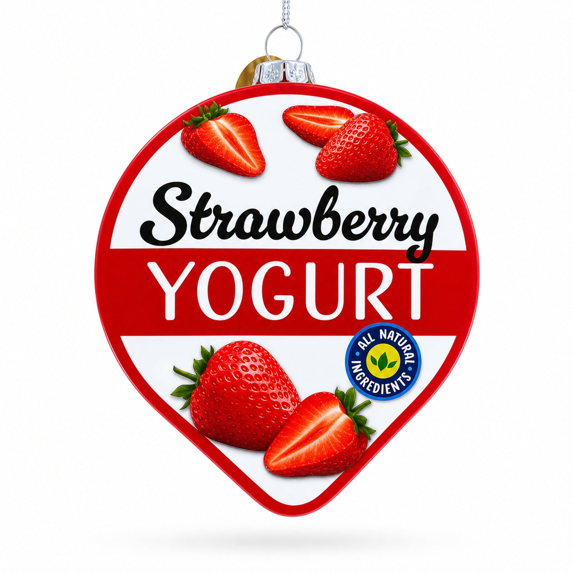 Strawberry Yogurt Glass Christmas Ornament