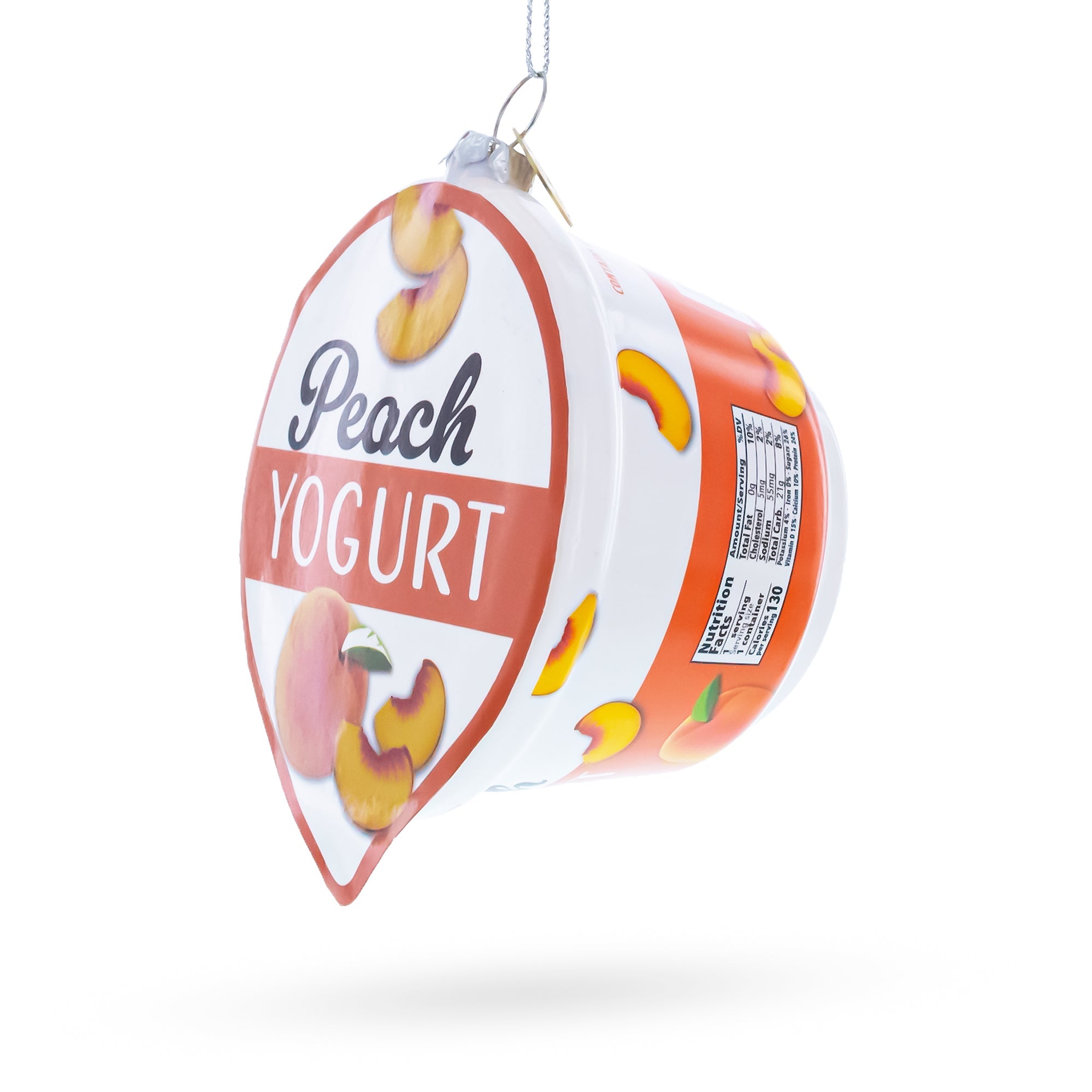 Peach Yogurt Glass Christmas Ornament