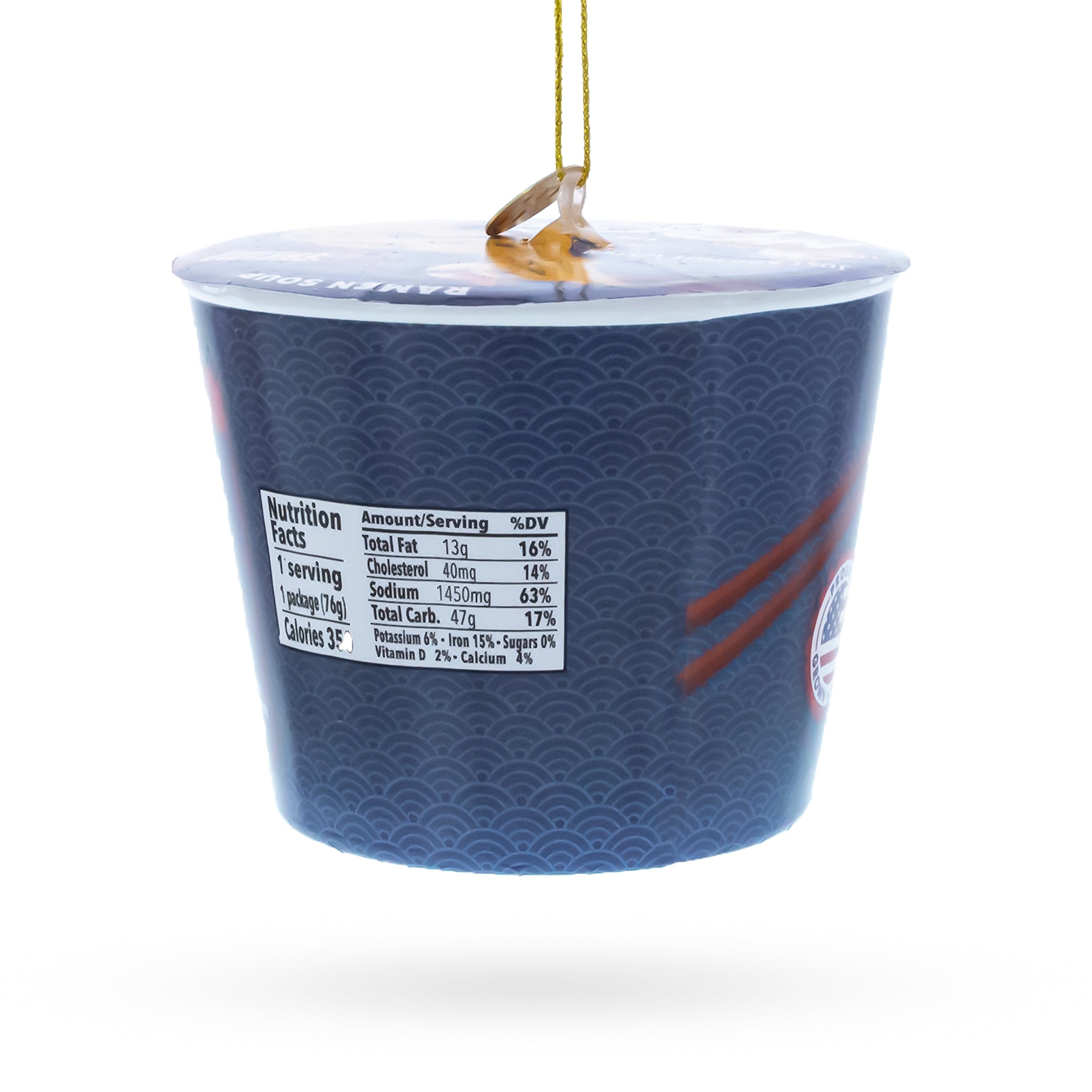 Instant Noodle Ramen Cup Glass Christmas Ornament