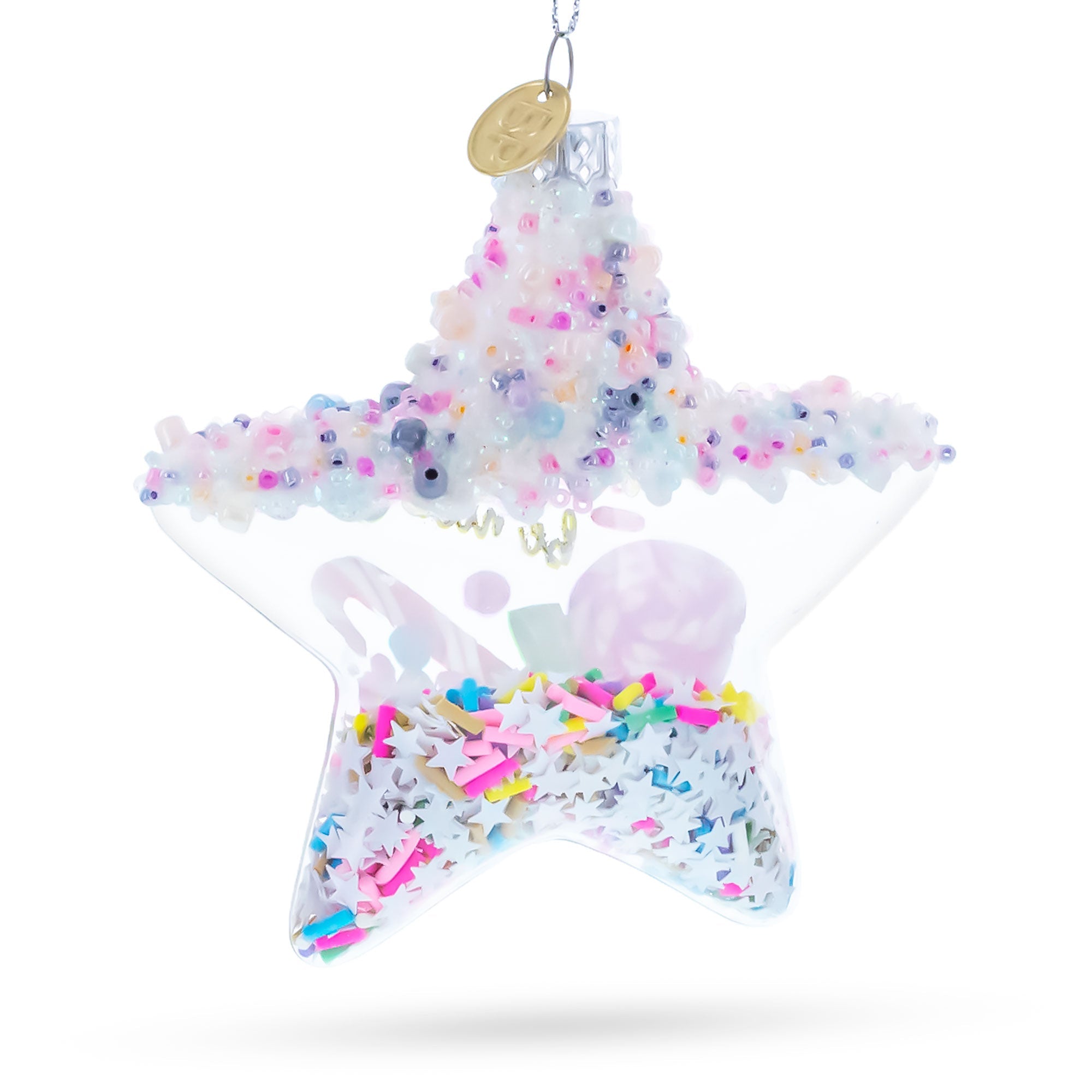 Sugar Star with Shakable Sprinkles Glass Christmas Ornament