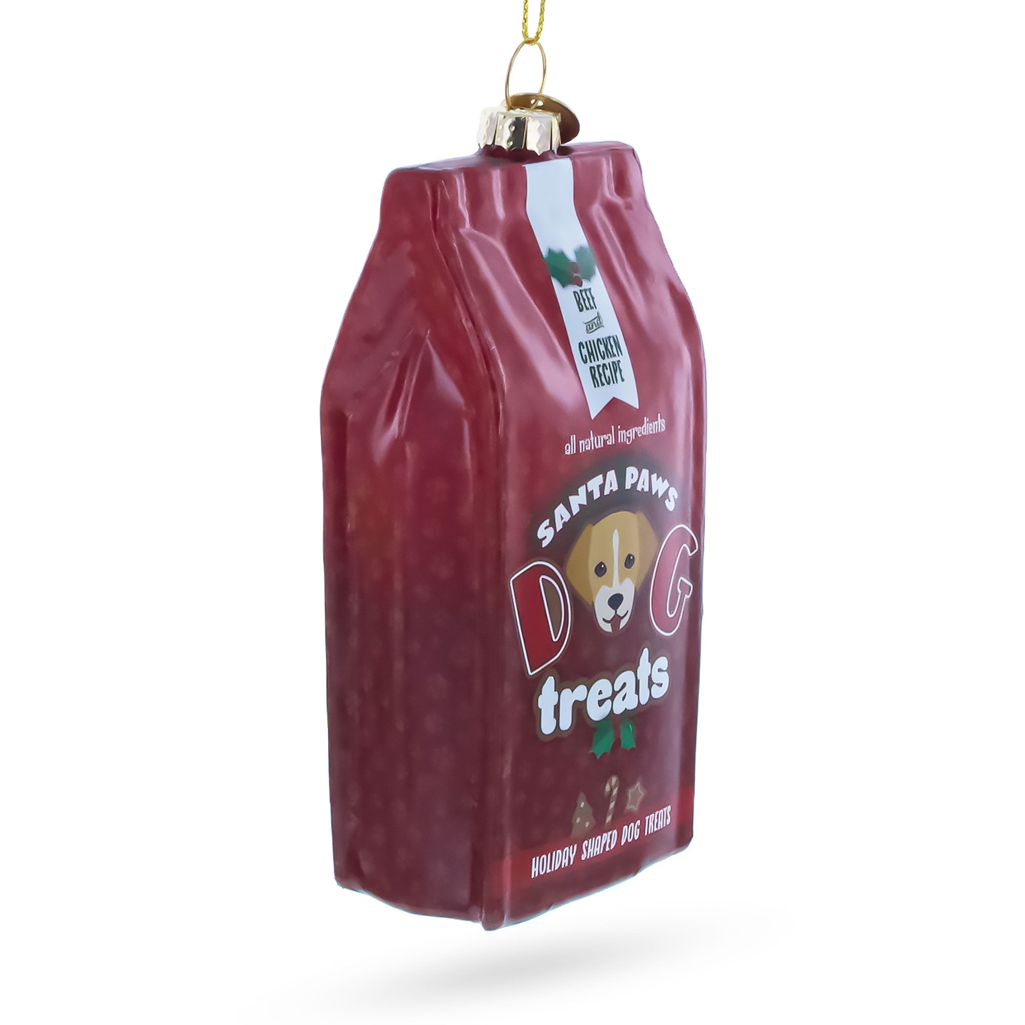 Santa's Dog Treat Pack Glass Christmas Ornament