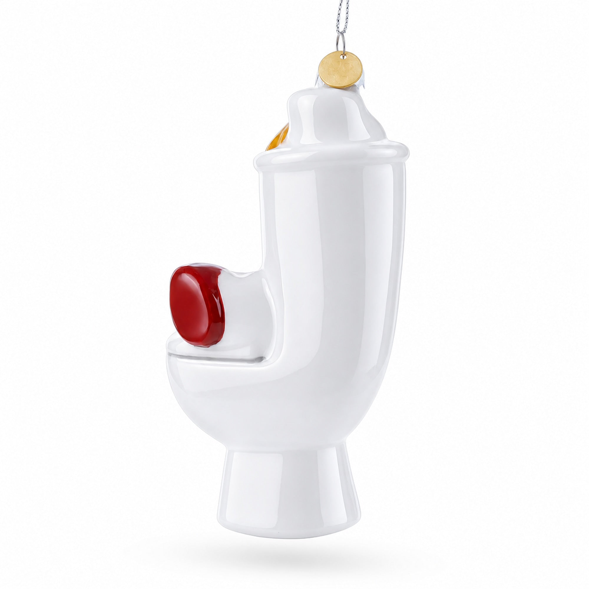 Fix It Plumber Throne with Plunger and Wrench Glass Christmas Ornament