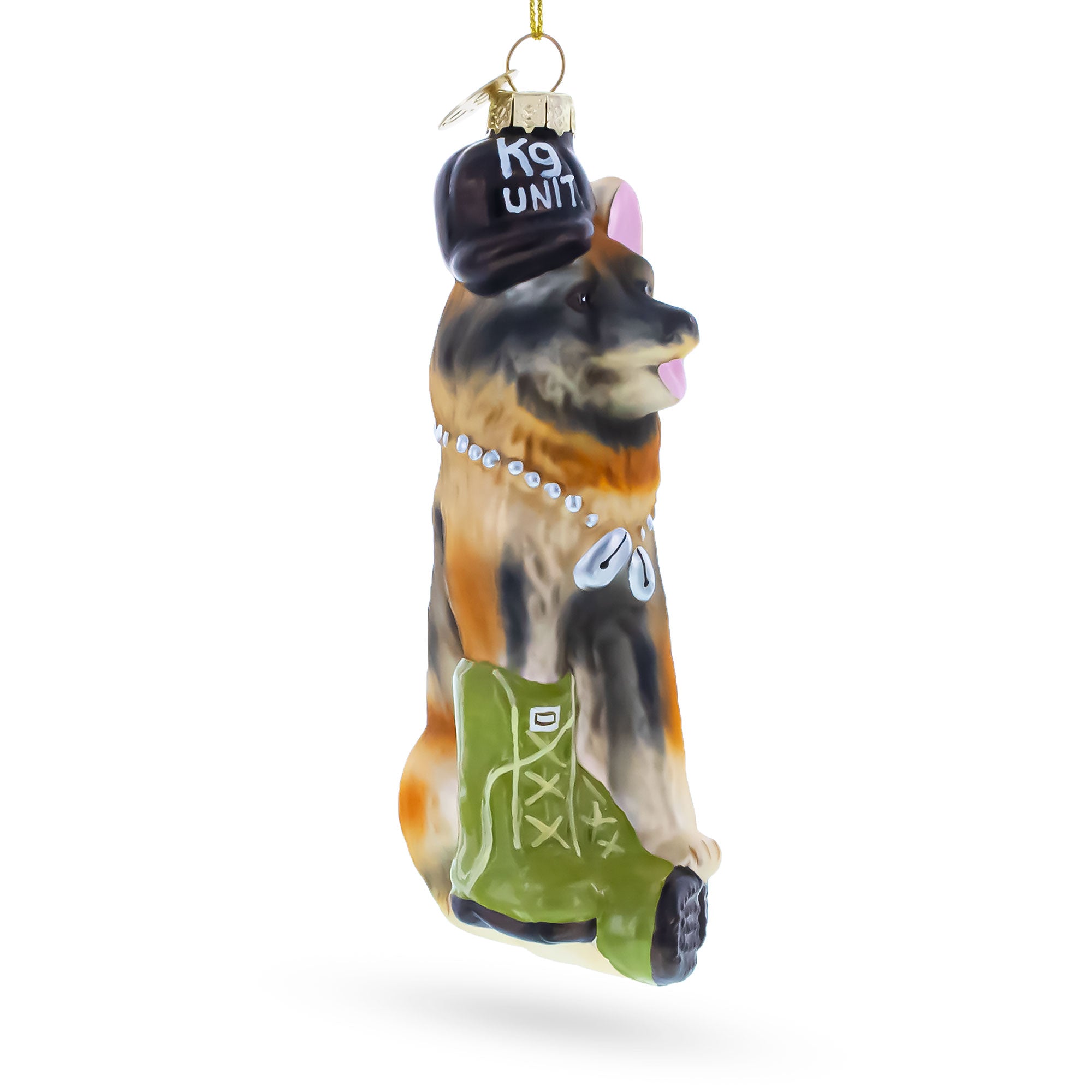 German Shepherd K9 Police Dog Glass Christmas Ornament