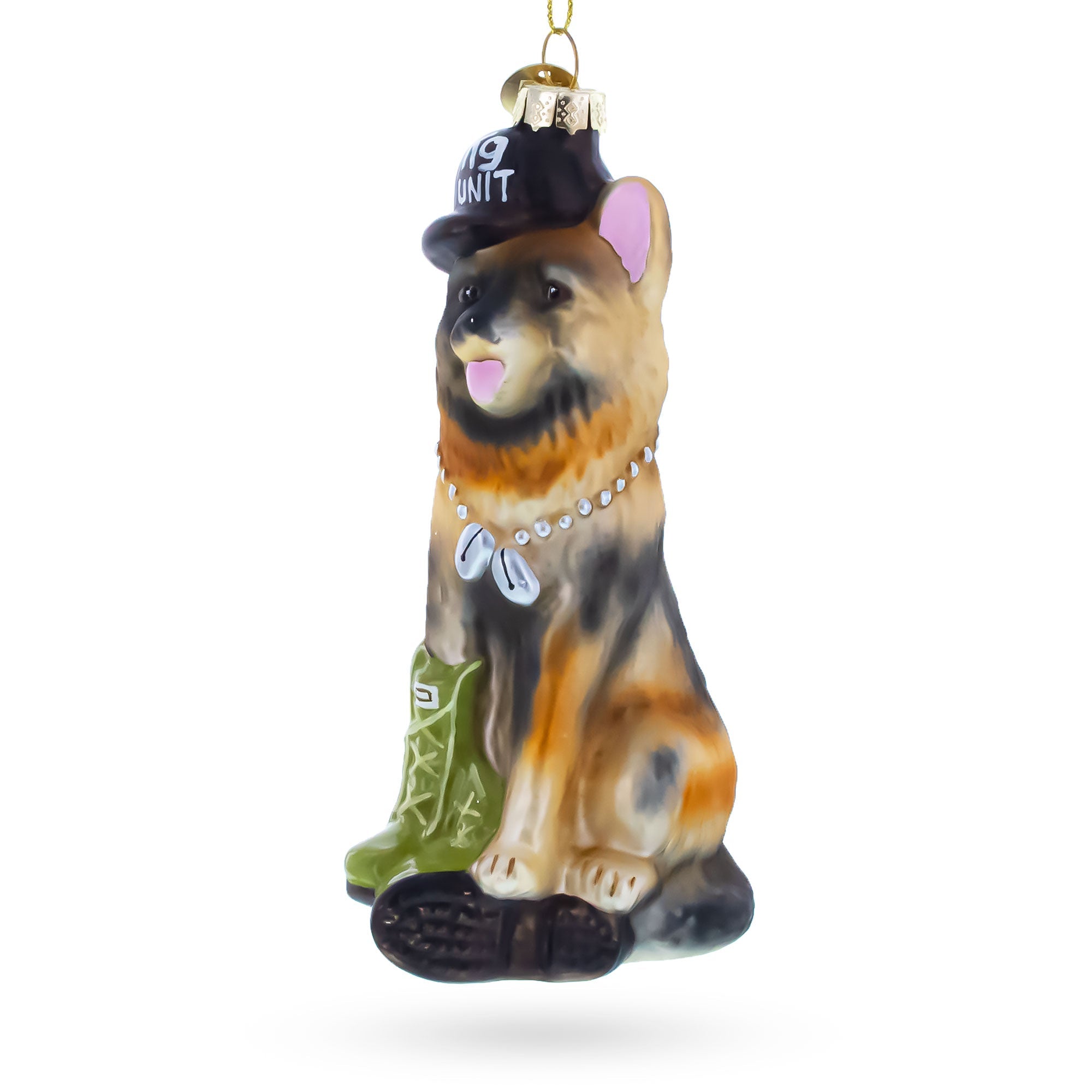 German Shepherd K9 Police Dog Glass Christmas Ornament