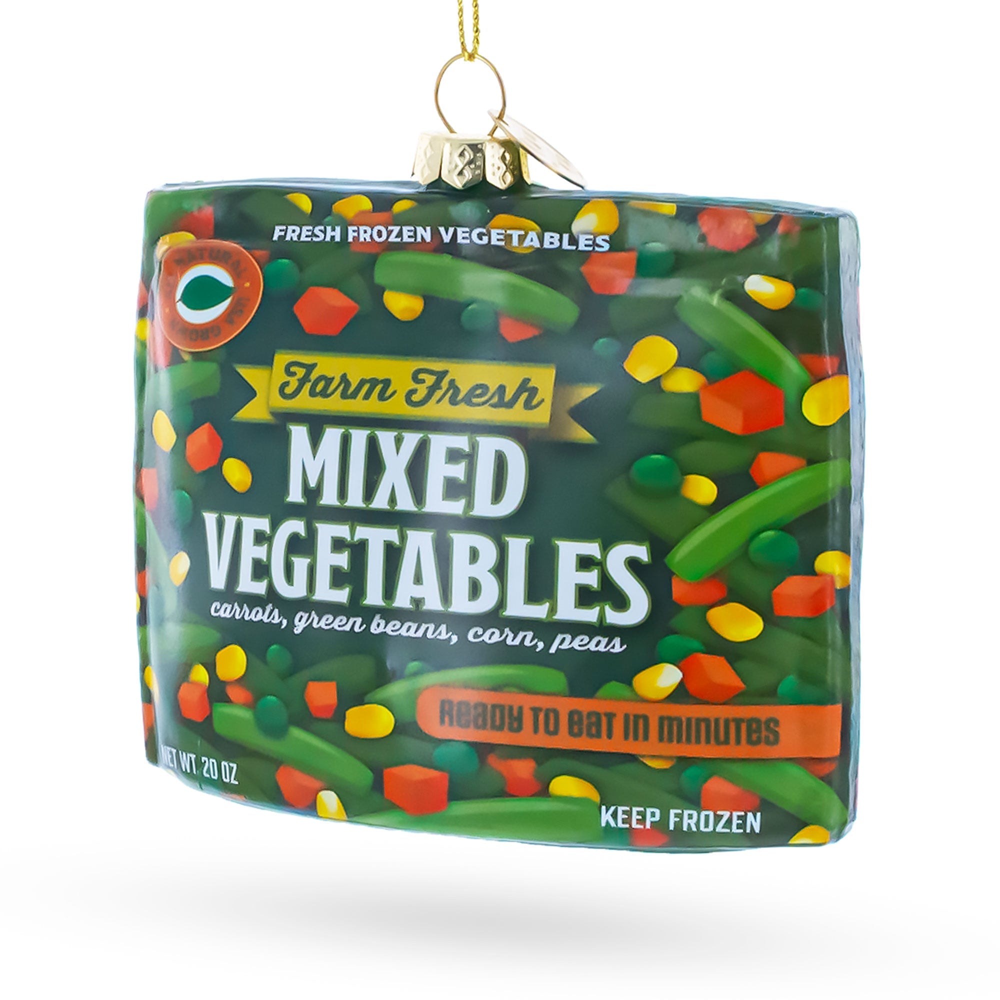 Mixed Vegetables Frozen Box Glass Christmas Ornament