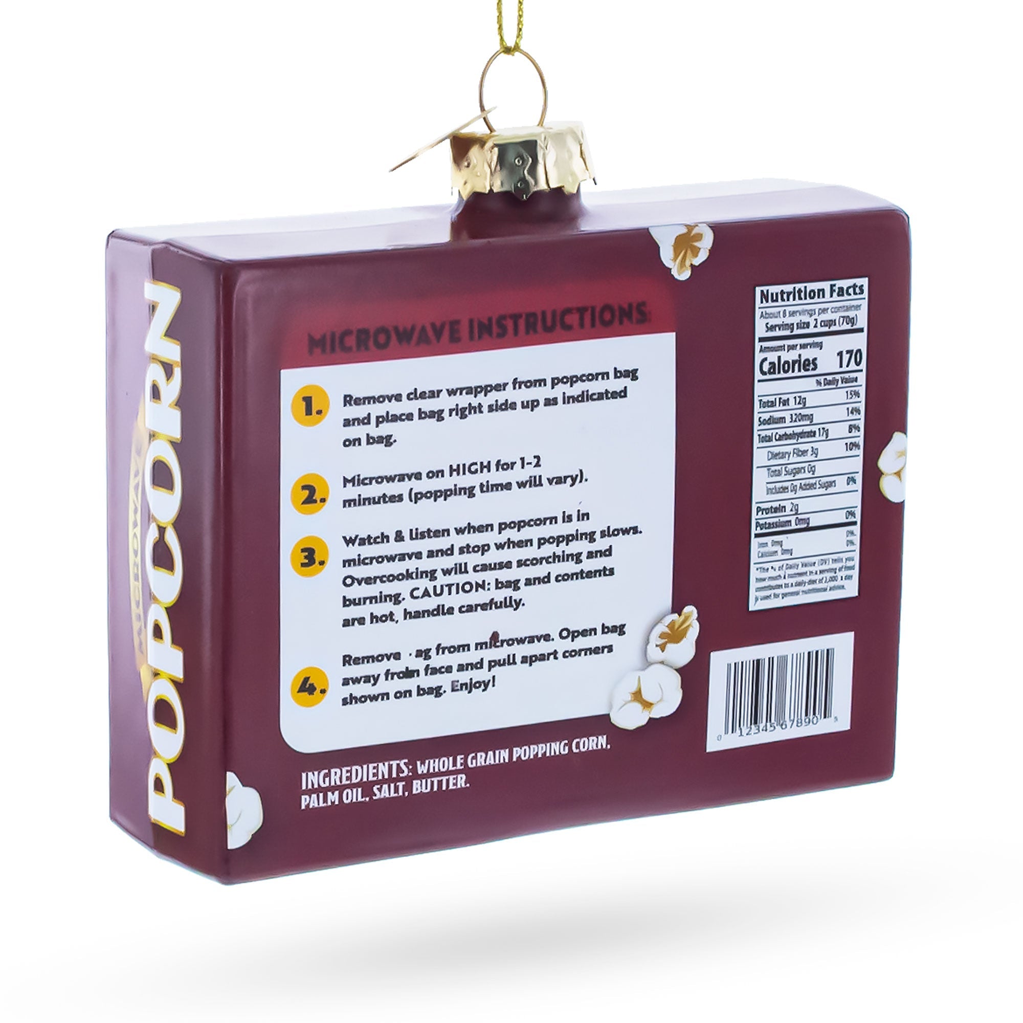 Popcorn Box Glass Christmas Ornament