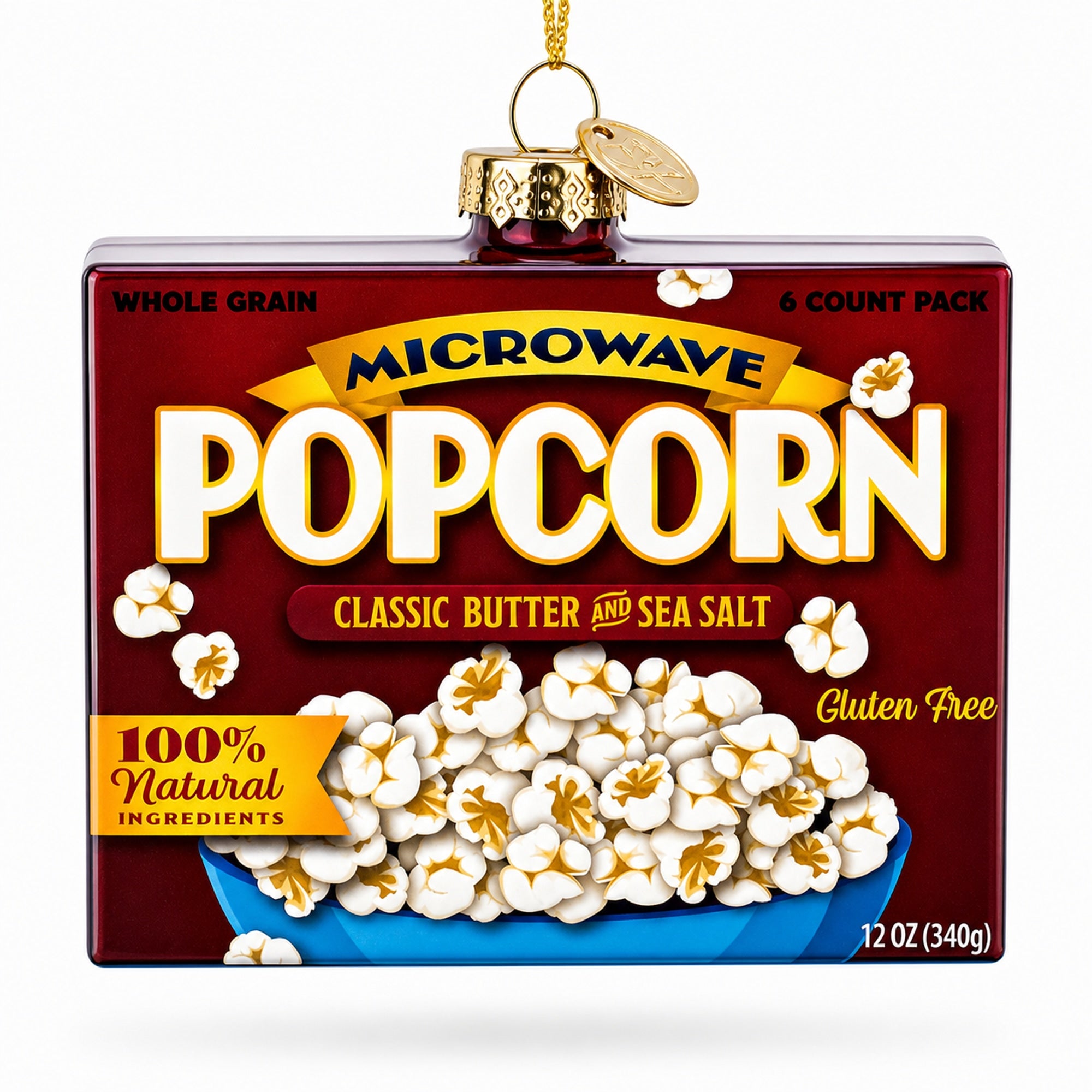 Popcorn Box Glass Christmas Ornament