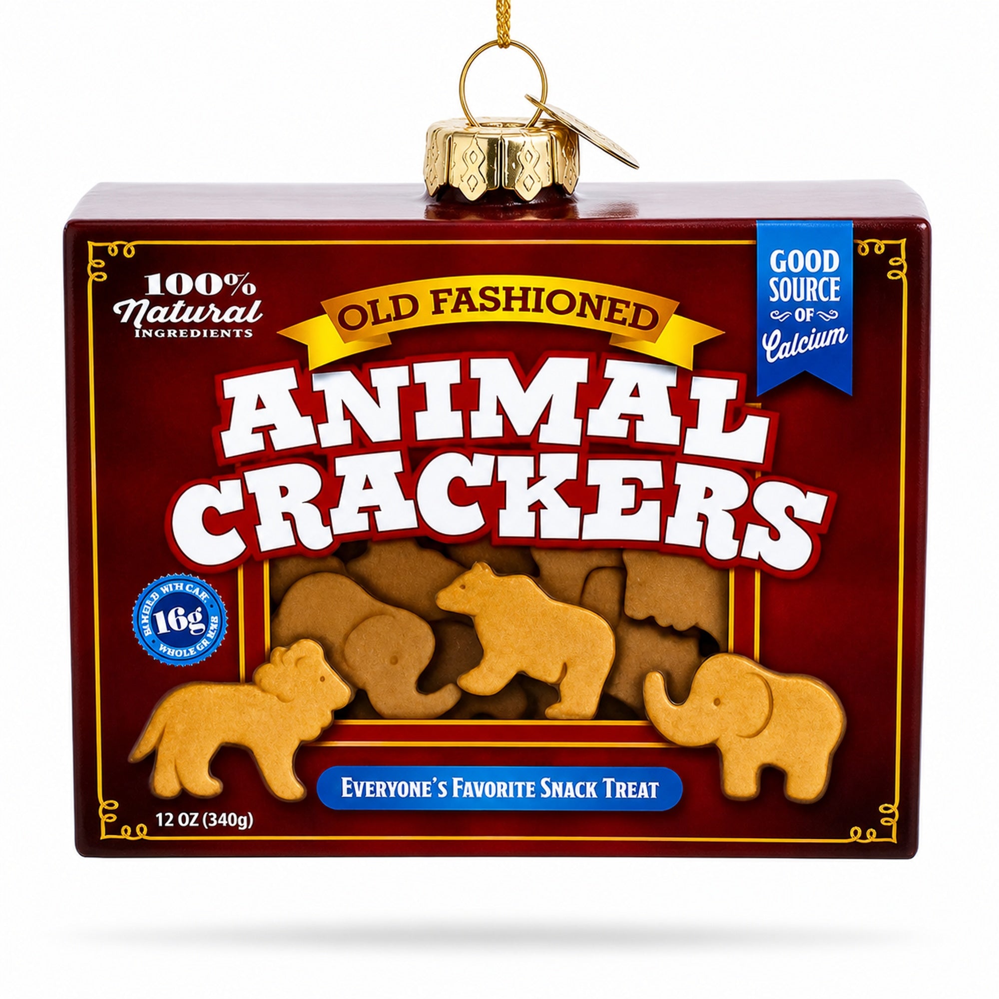 Animal Crackers Box Glass Christmas Ornament