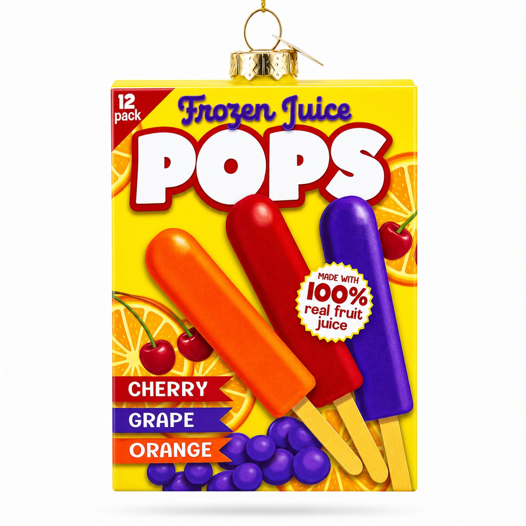 Frozen Popsicle Box Glass Christmas Ornament
