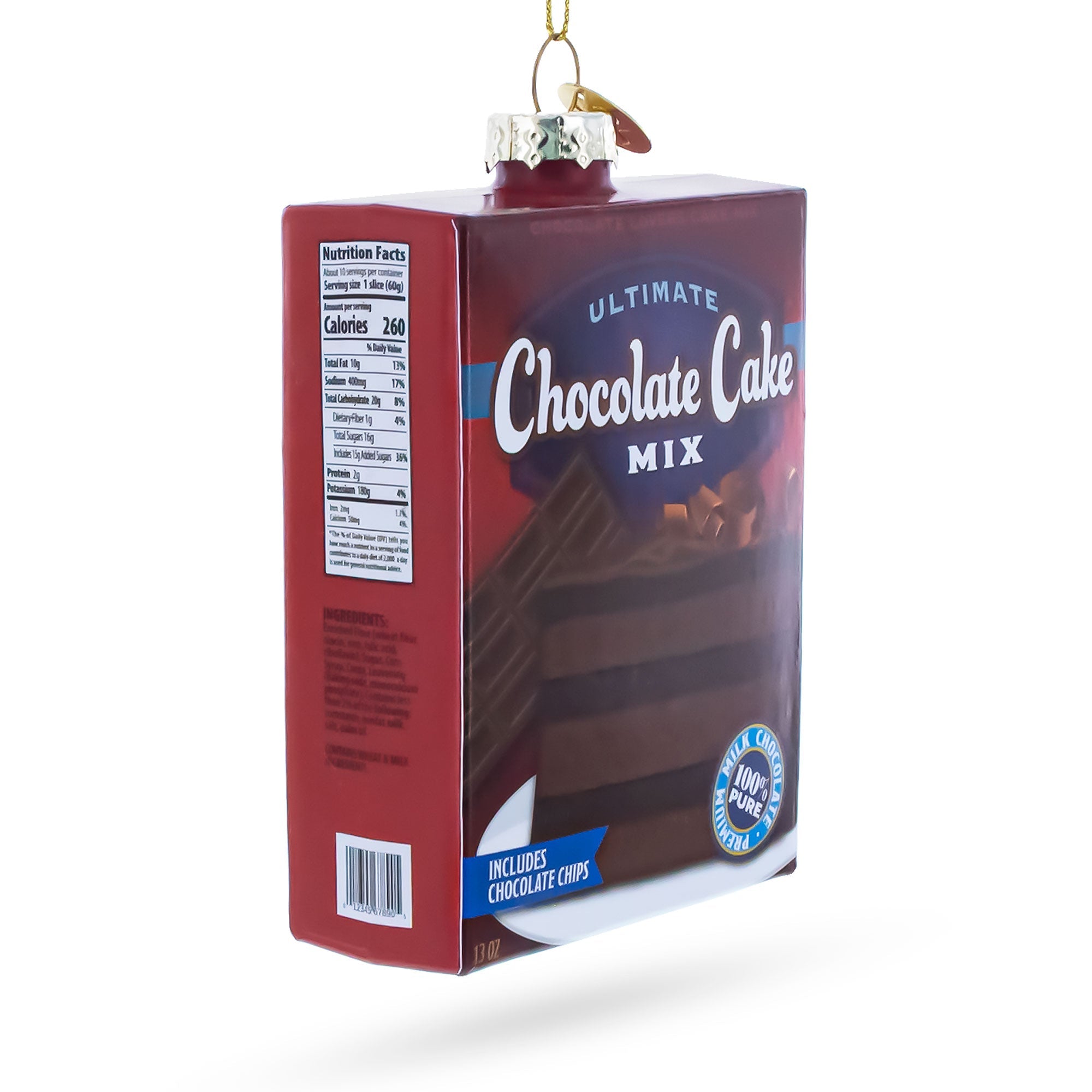 Chocolate Cake Mix Glass Christmas Ornament