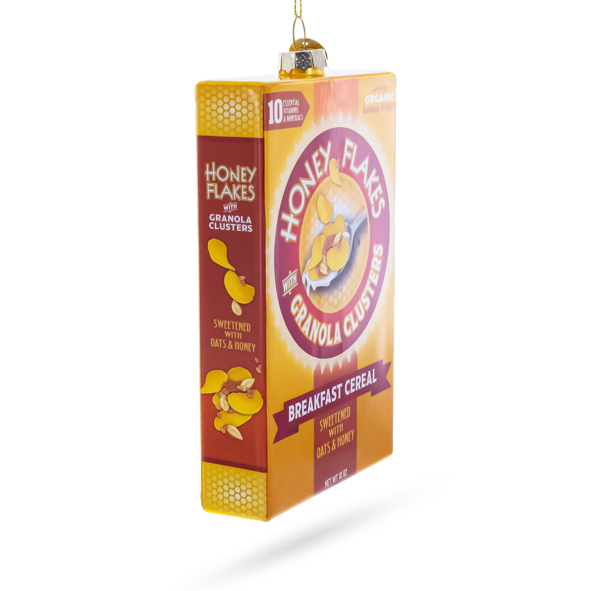 Honey Flakes Granola Cereal Glass Christmas Ornament