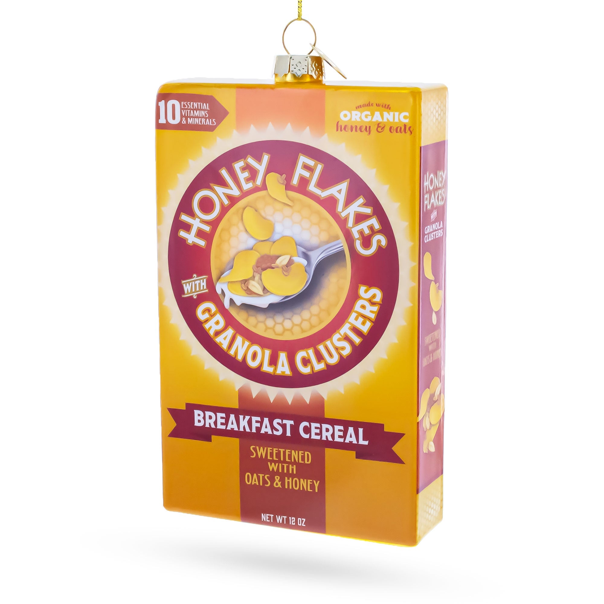 Honey Flakes Granola Cereal Glass Christmas Ornament