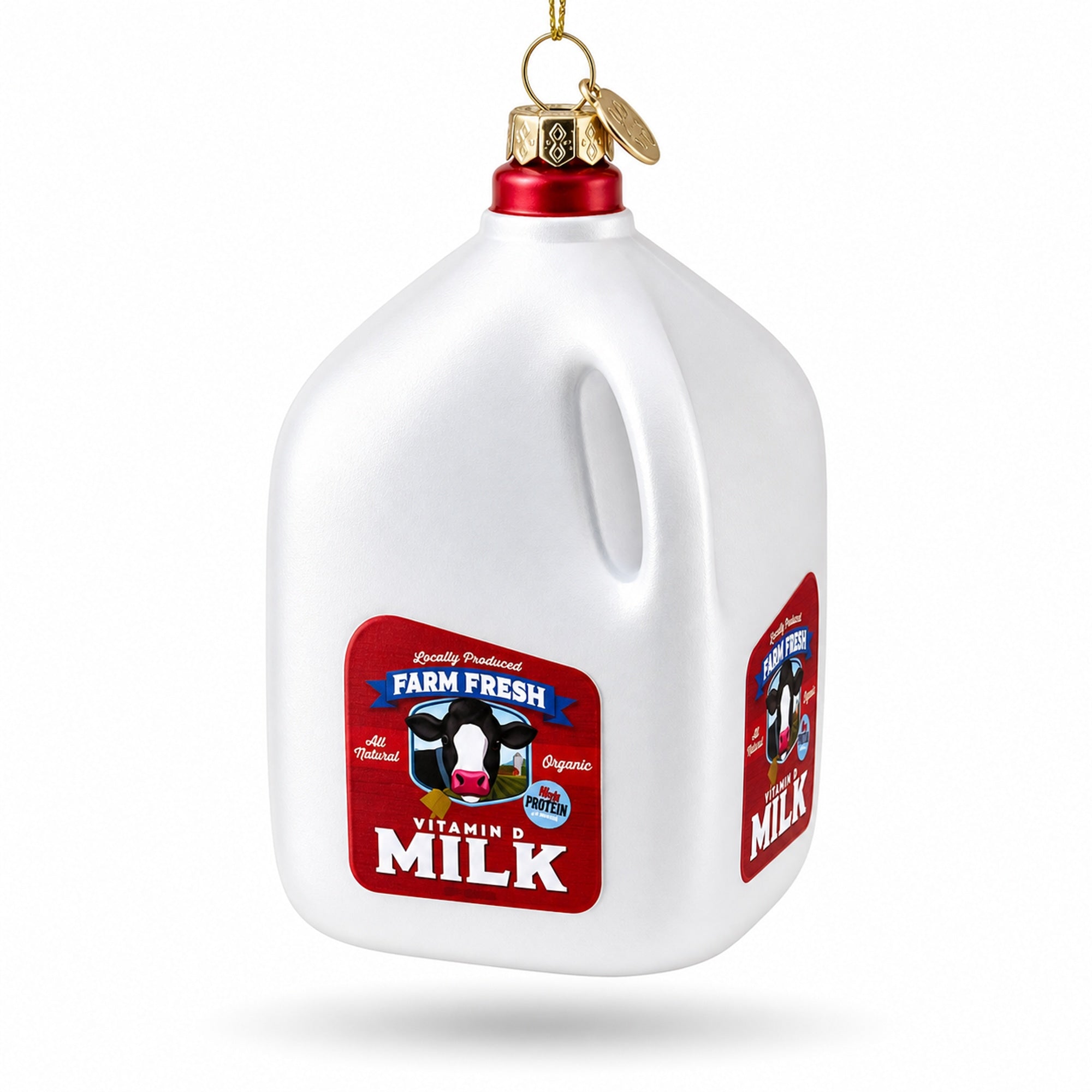 Farm Fresh Milk Jug Glass Christmas Ornament