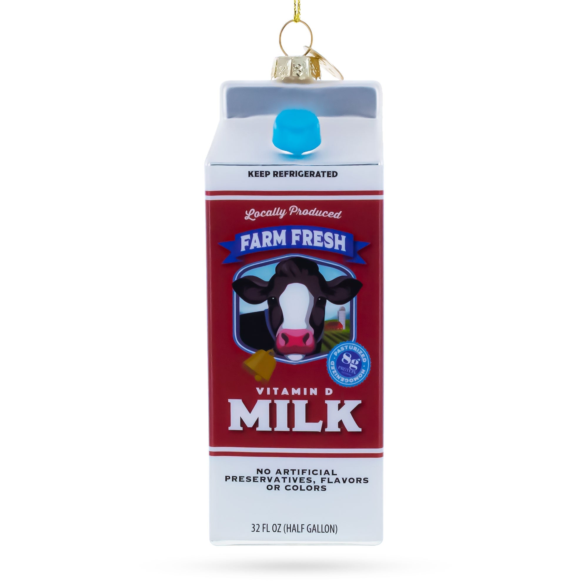 Milk Carton Glass Christmas Ornament