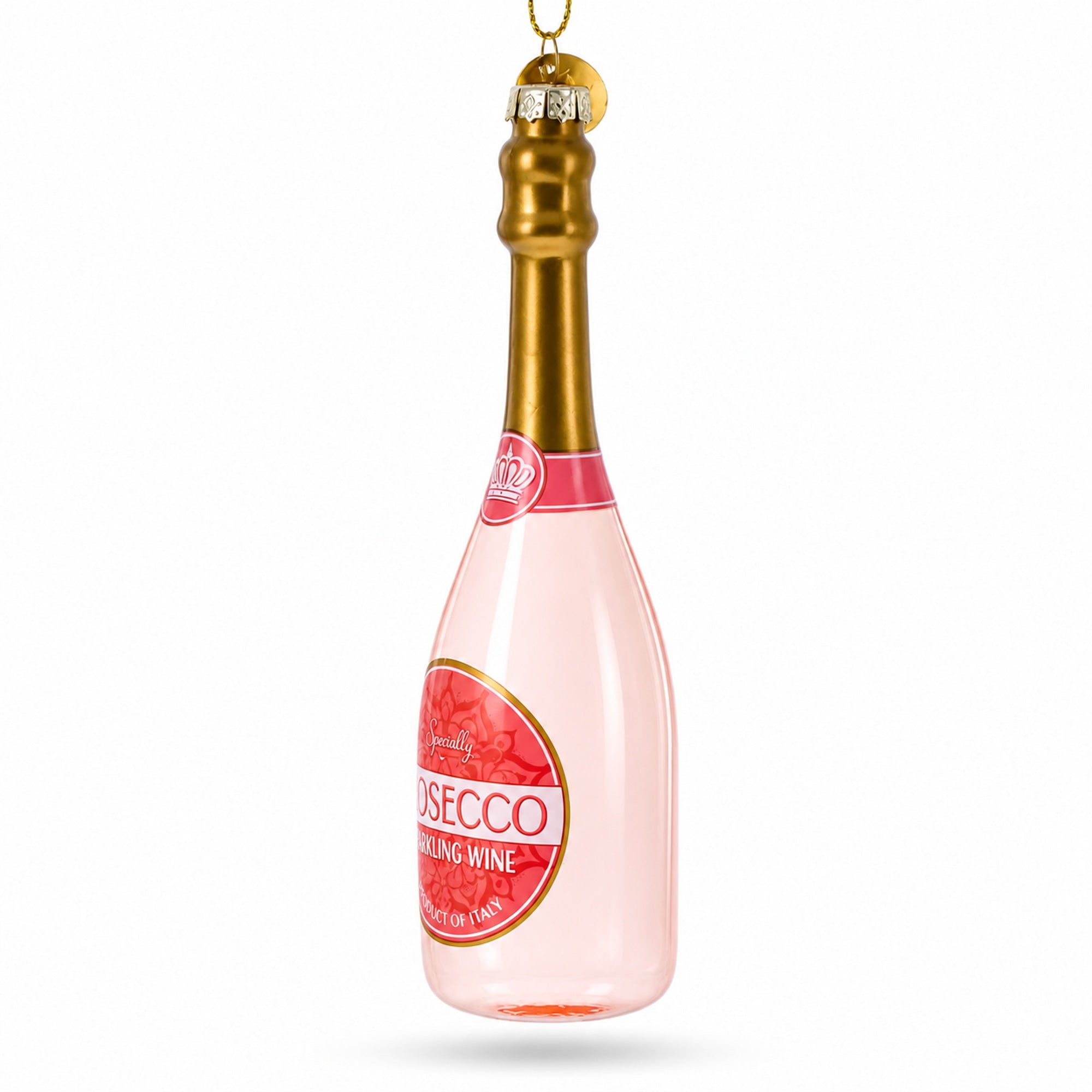 Sparkling Prosecco Bottle Glass Christmas Ornament