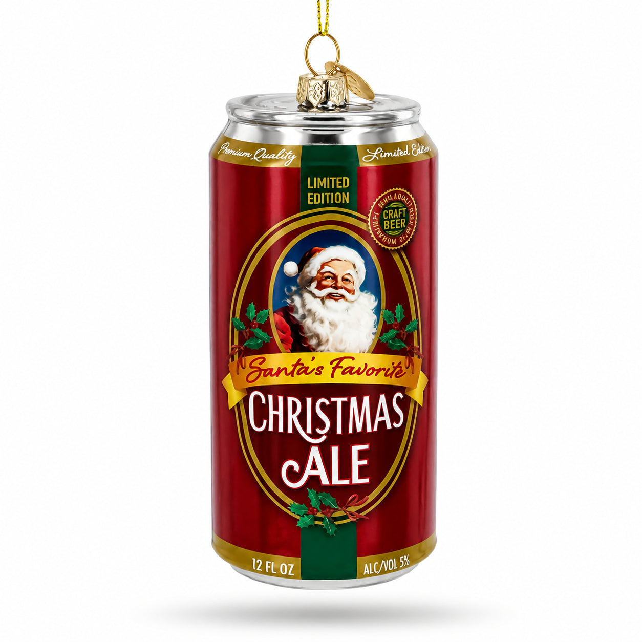 Santa’s Christmas Ale Beer Can Glass Christmas Ornament
