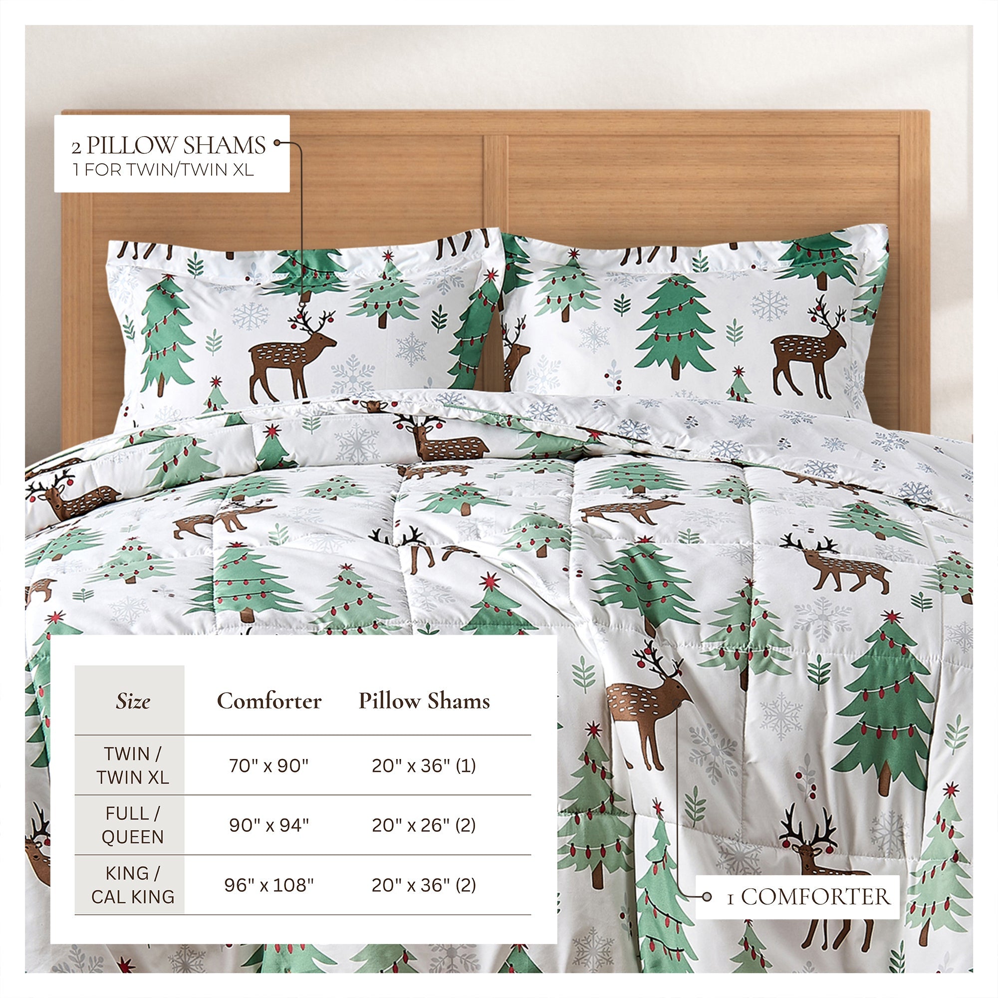 Reversible Christmas Comforter and Sham Set - Holiday / Lodge Odette Collection