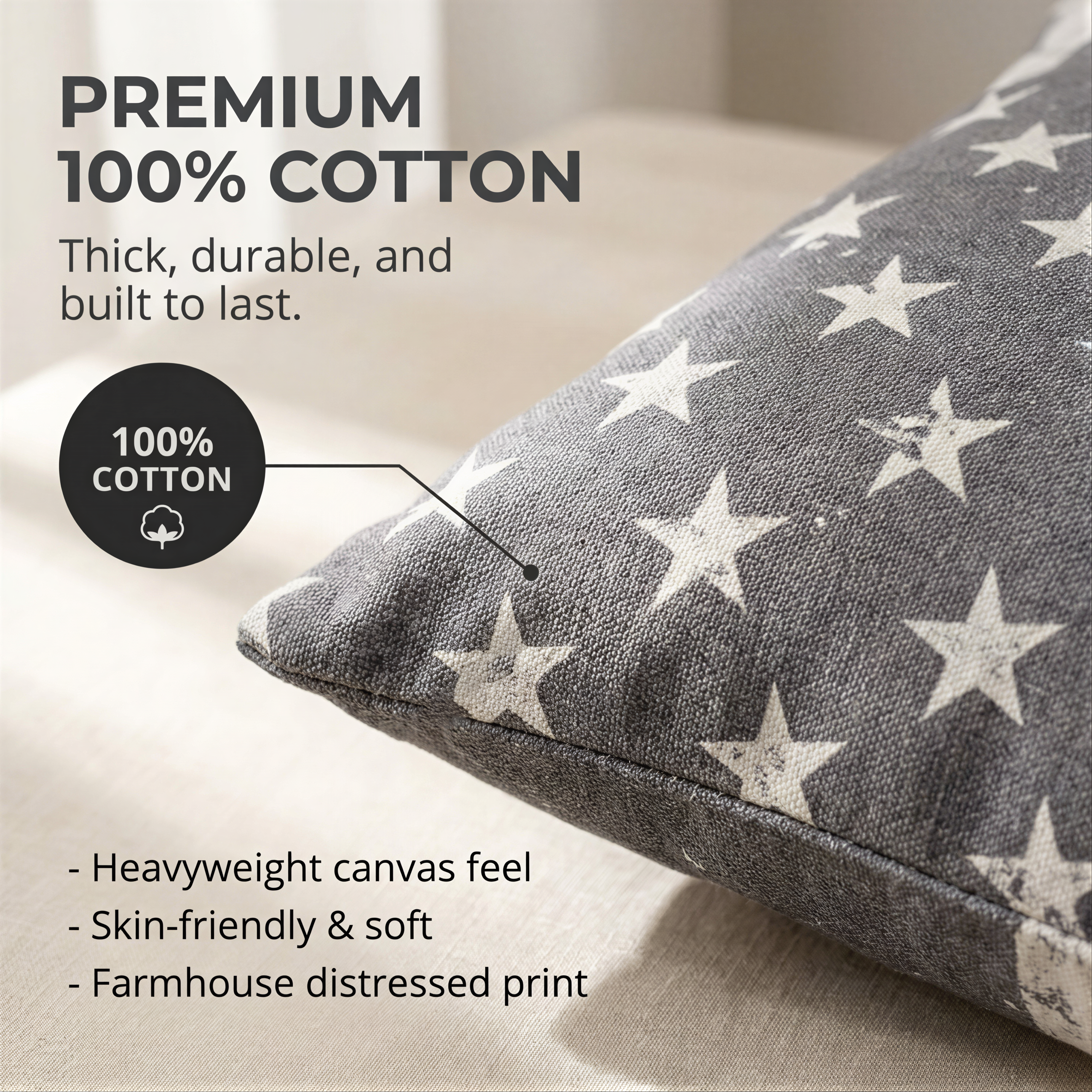 Patriotic Throw Pillow | USA Pillow Cover 18x18 with Zipper Closure Cushion