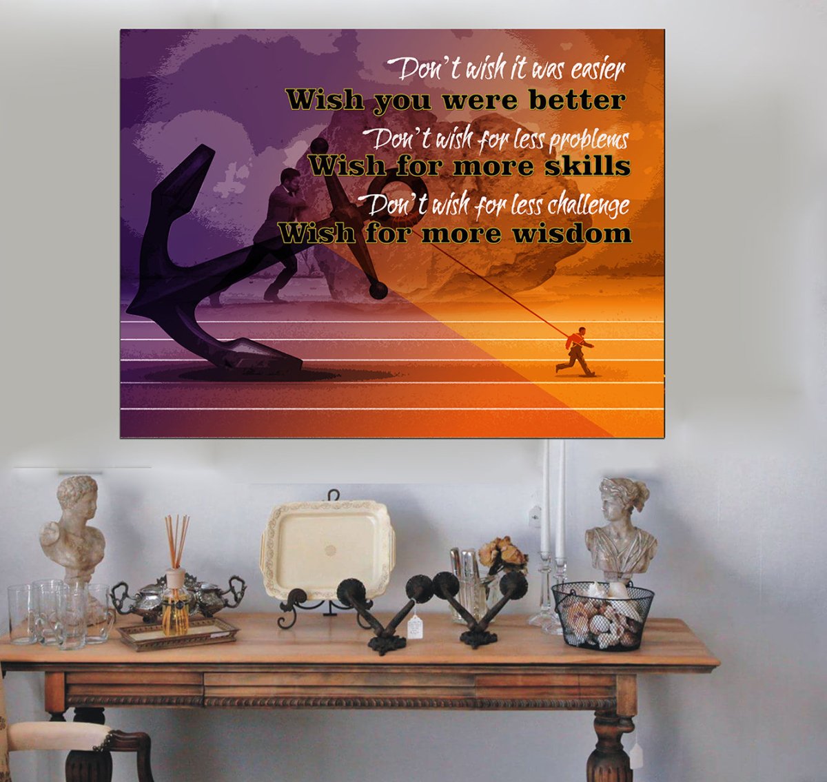 Don't Wish It Was Easier Wish You Were Better Framed Canvas Wall Art Motivational Wall Decor