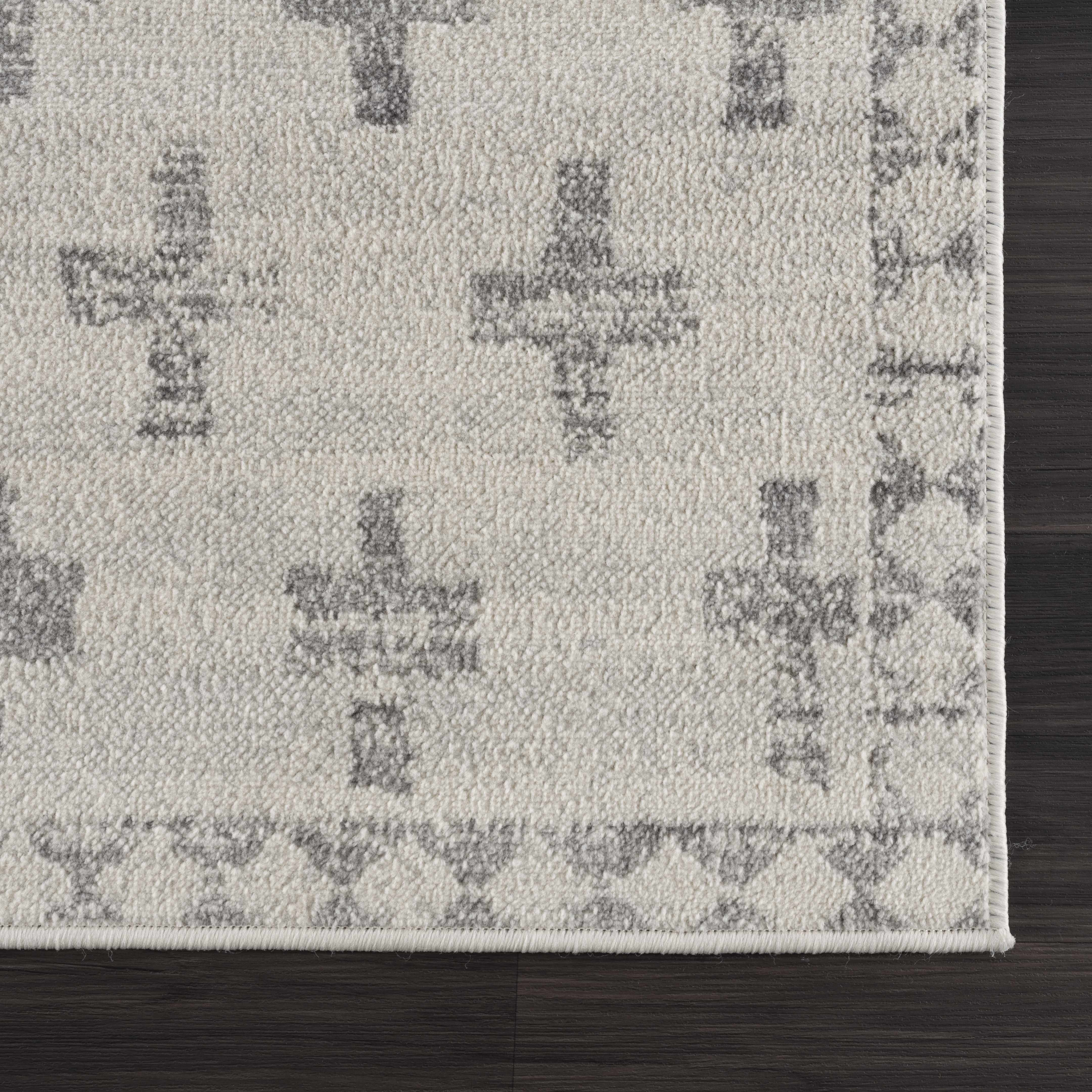 Tigris Swiss Cross Ivory&Gray Area Rug - Clearance