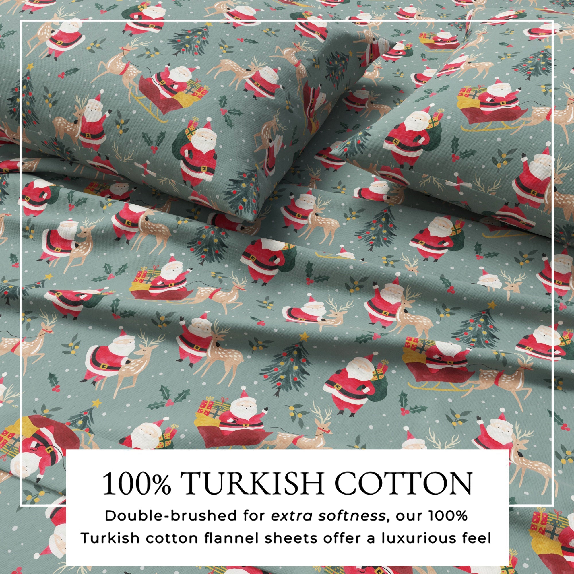 Turkish Cotton Christmas Flannel Sheet - Whittaker Collection