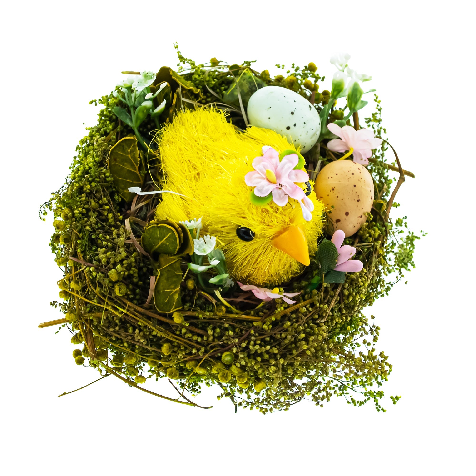 Nestled Chick Amidst Colorful Treasures Tabletop Figurine 3.3 Inches Tall