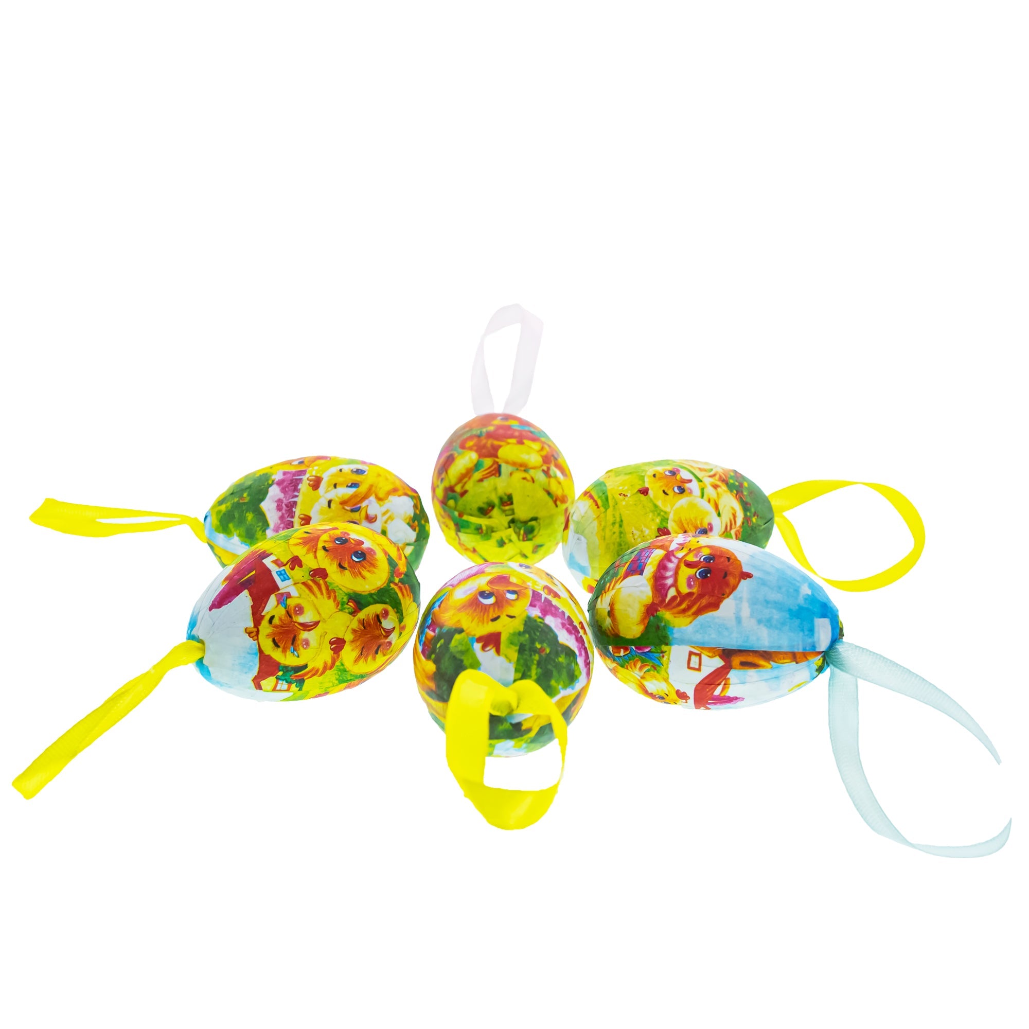 Set of 6 Chicks Vintage Style Hanging Easter Egg Ornaments