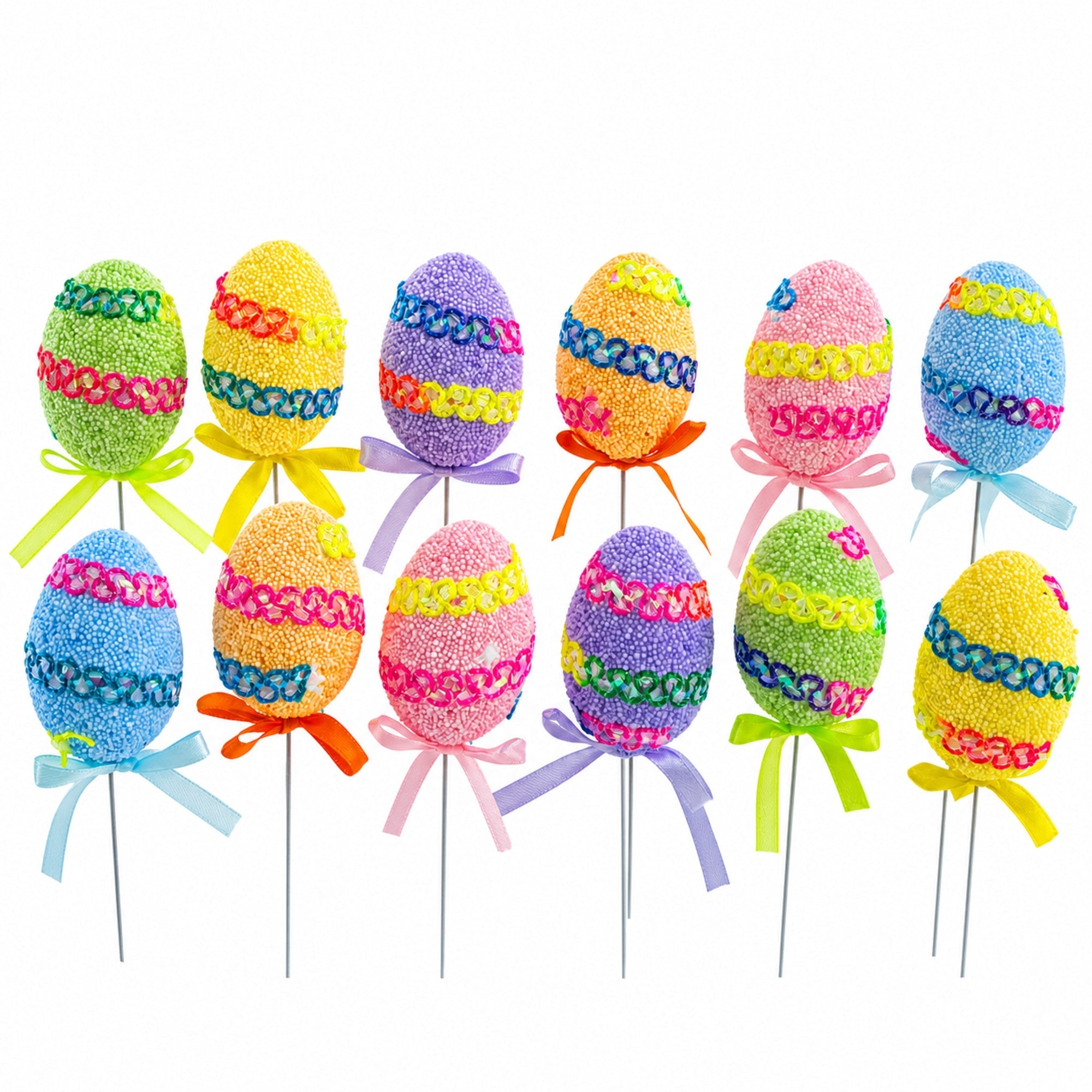 Set of 12 Colorful Easter Egg Picks